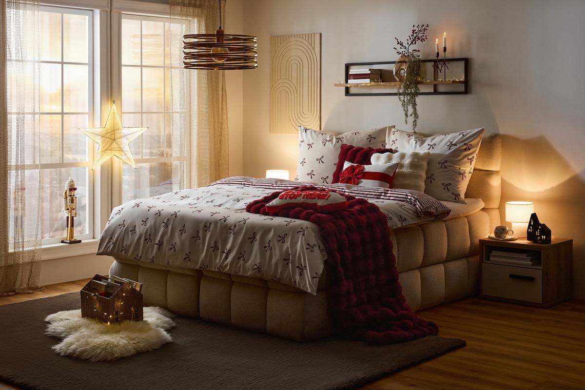 Boxspringbett Bubble Box Creme ca. 180x200cm - Creme/Schwarz, KONVENTIONELL, Holz/Textil (180/200cm) - Premium Living