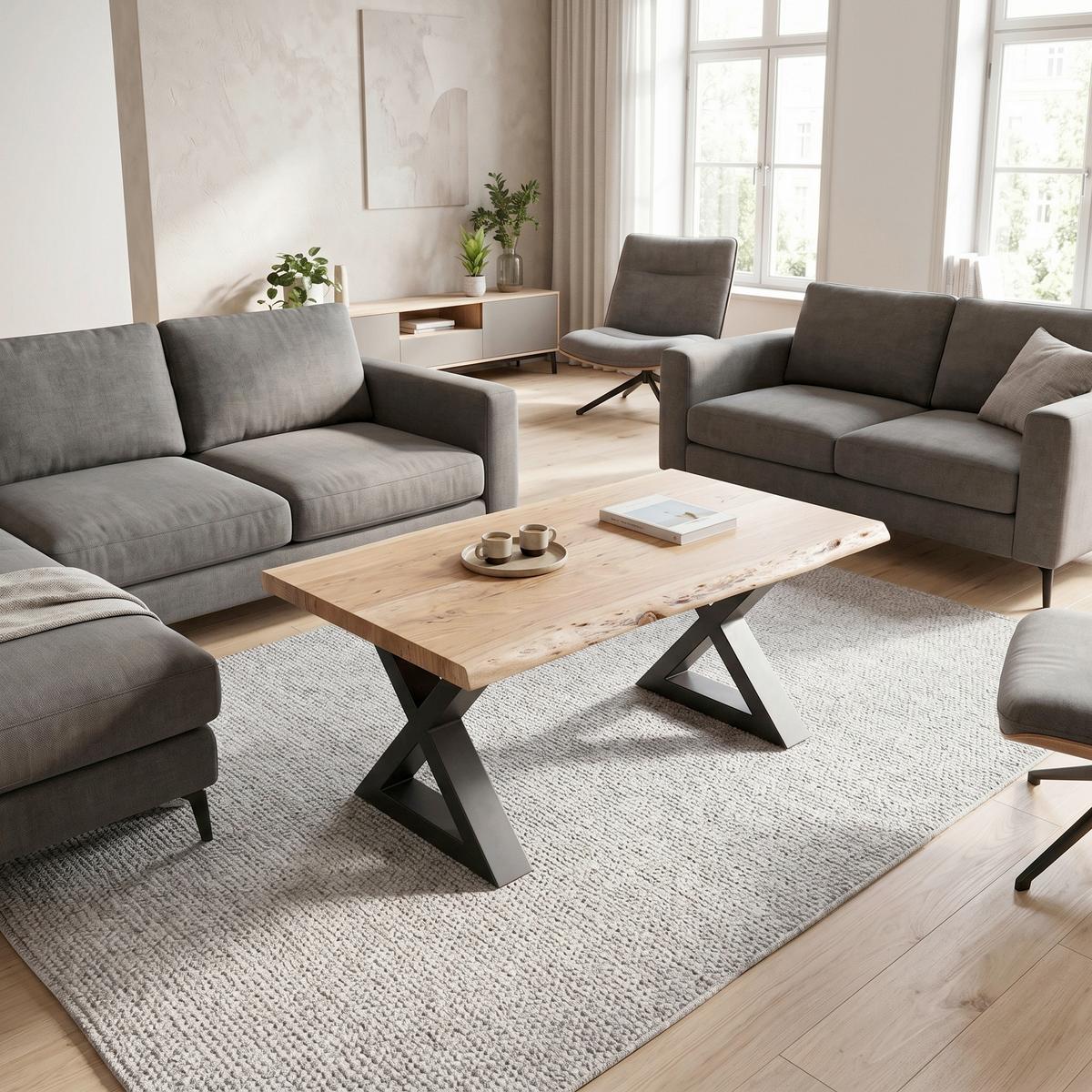 Couchtisch Cartagena Anthrazit/Ahornfarben - Anthrazit/Ahornfarben, MODERN, Holz/Metall (110/70/45cm) - Mömax