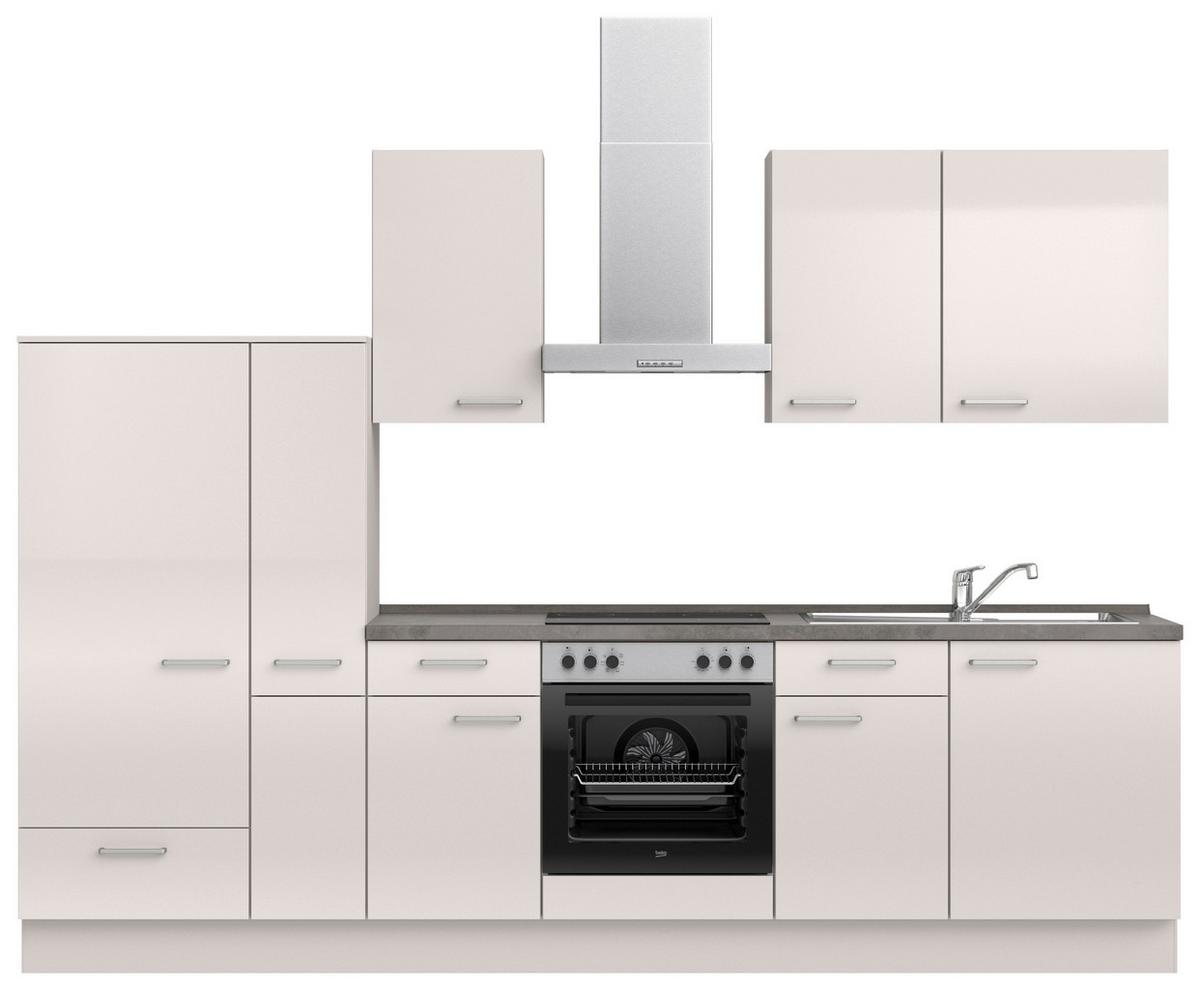 Küchenblock Flash Low m. Geräten Seidengrau - Schieferfarben/Edelstahlfarben, MODERN, Holzwerkstoff/Metall (300cm) - Nobilia