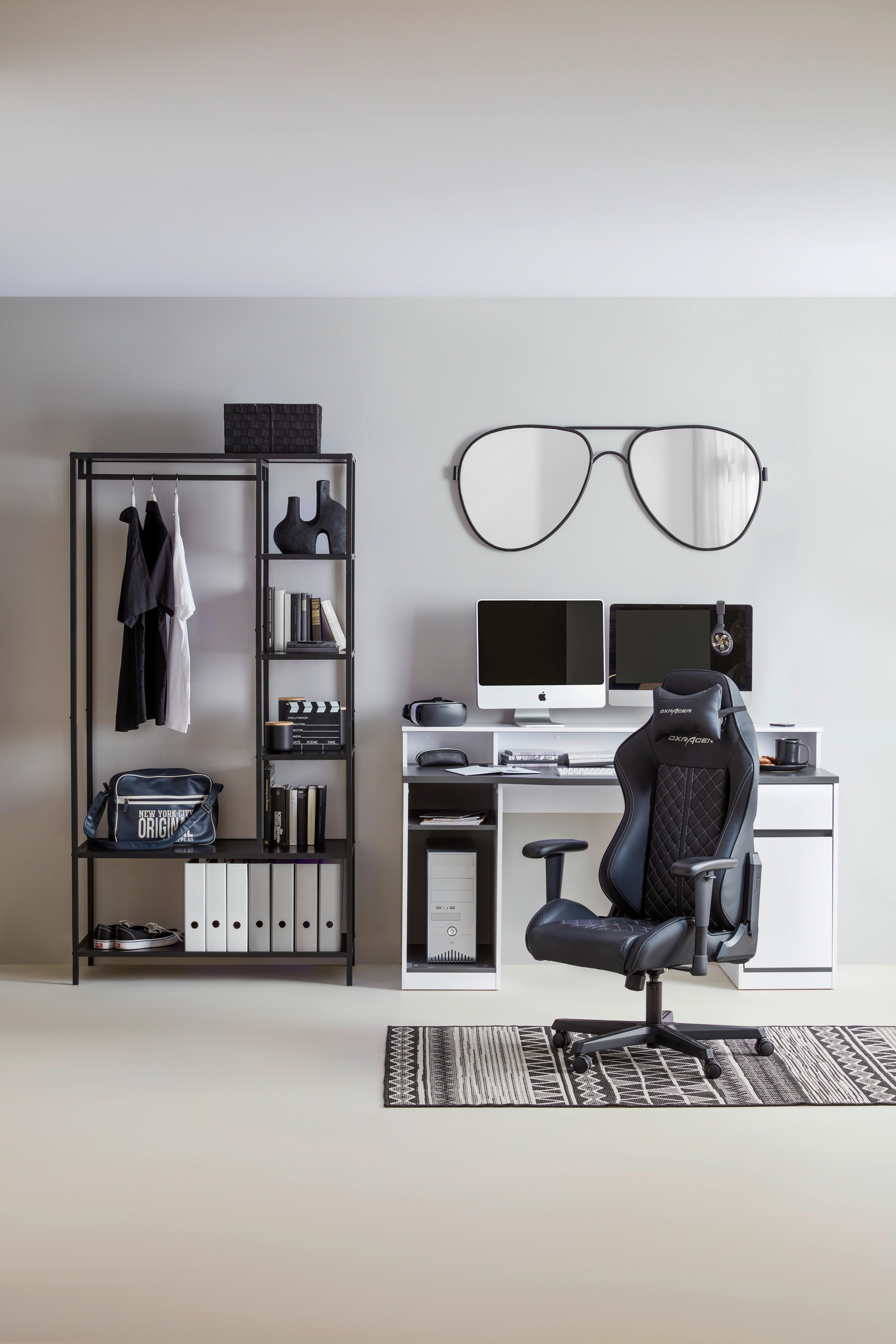 GAMINGBORD TOBI - vit/antracit, Modern, trämaterial (155/92/63cm) - Mömax