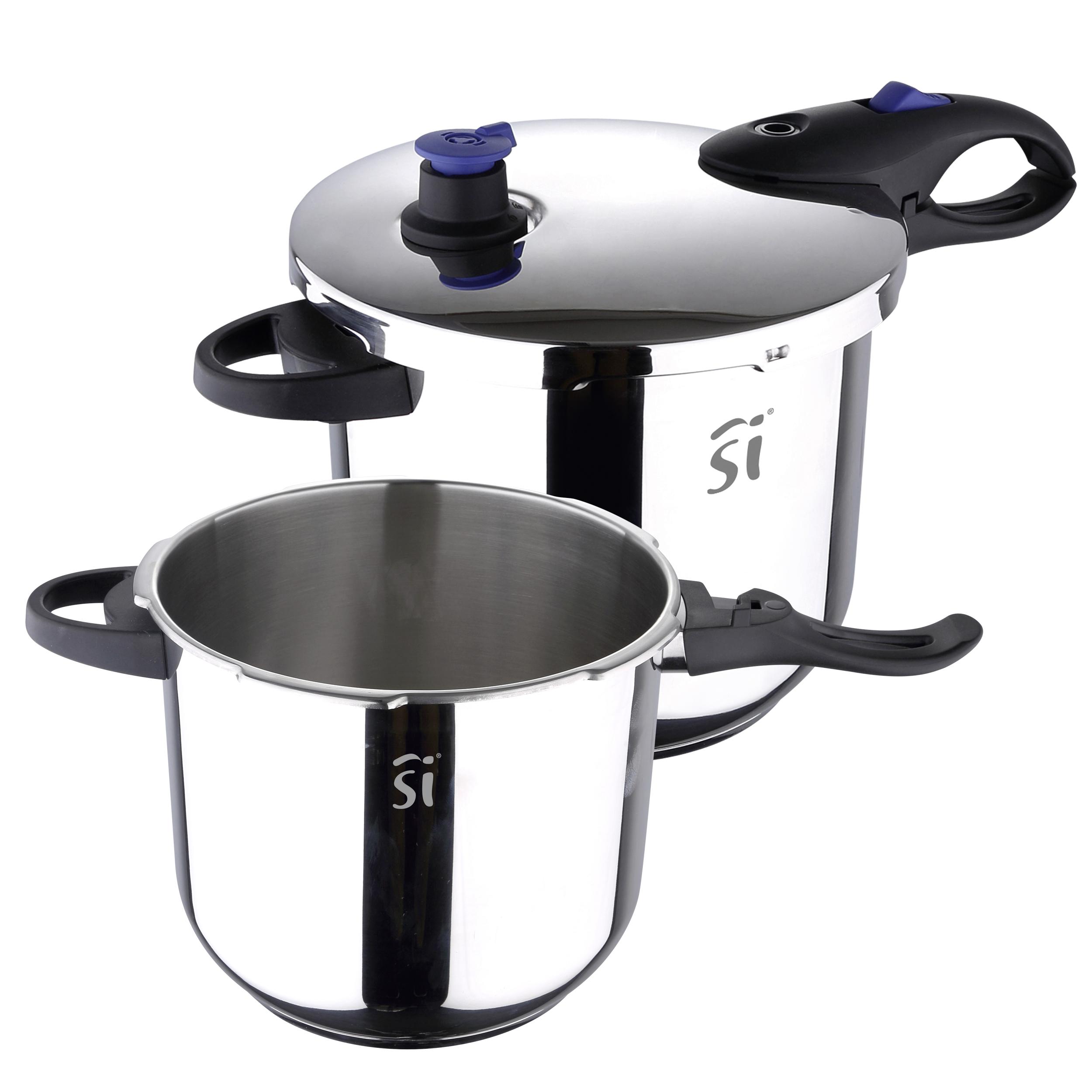 Schnellkochtopfset Creta ca. 4l und 5,5l - Edelstahlfarben/Schwarz, MODERN, Kunststoff/Metall