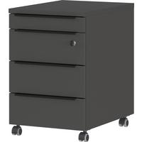 Rollcontainer Ribera in Graphitfarben - Graphitfarben/Schwarz, MODERN, Holzwerkstoff/Kunststoff (42/63/60cm) - Premium Living