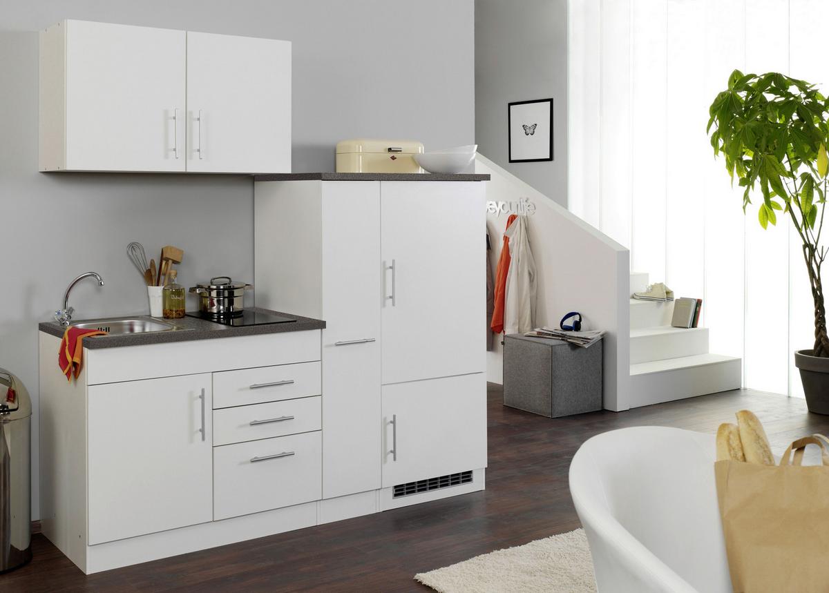 Küchenblock Toronto II m. Geräten Weiß - Chromfarben/Graphitfarben, MODERN, Holzwerkstoff/Metall (190cm) - Held