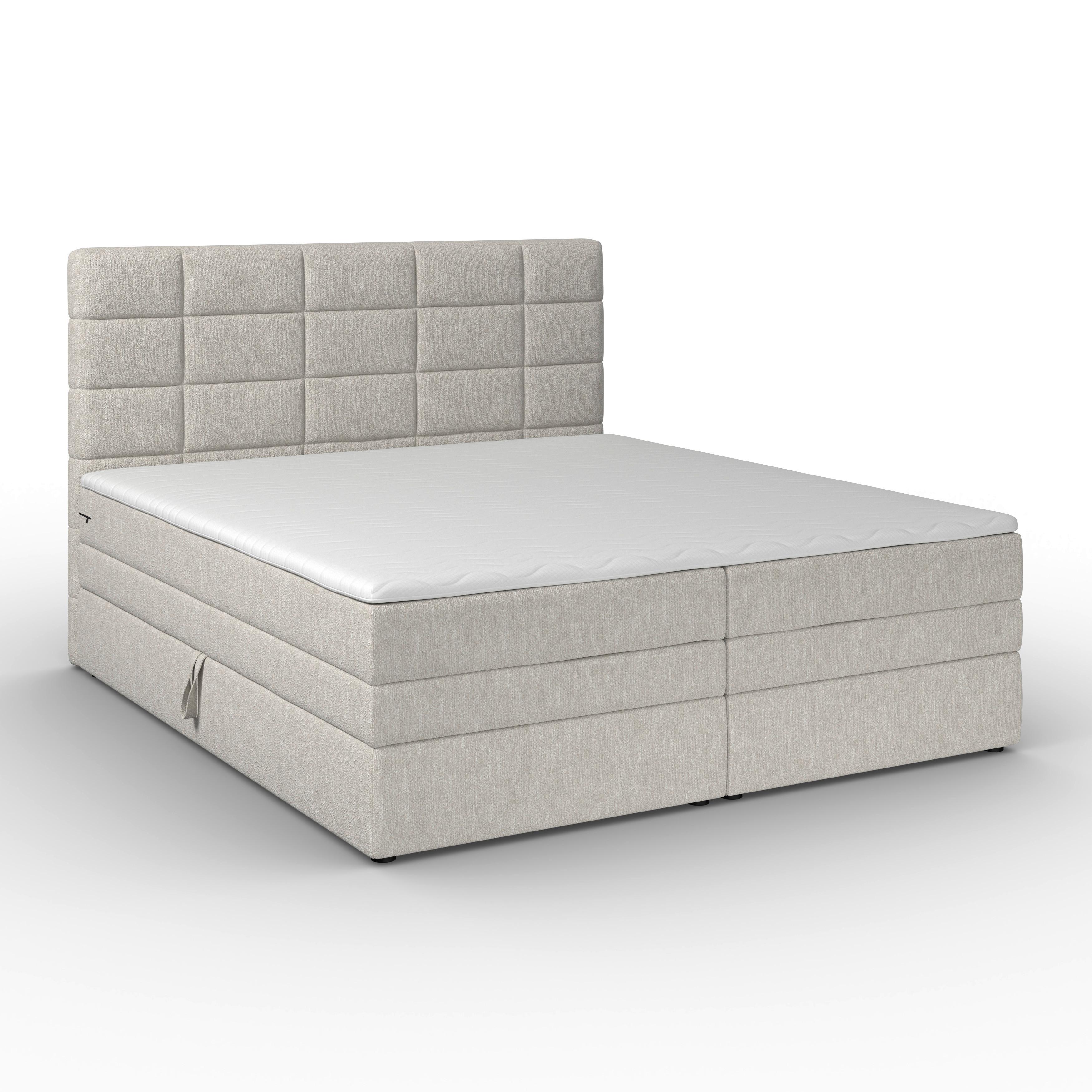 Boxspringbett Aria ca. 180x200 cm Grau mit Topper - Schwarz/Grau, MODERN, Holz/Kunststoff (180/200cm) - Bessagi Home