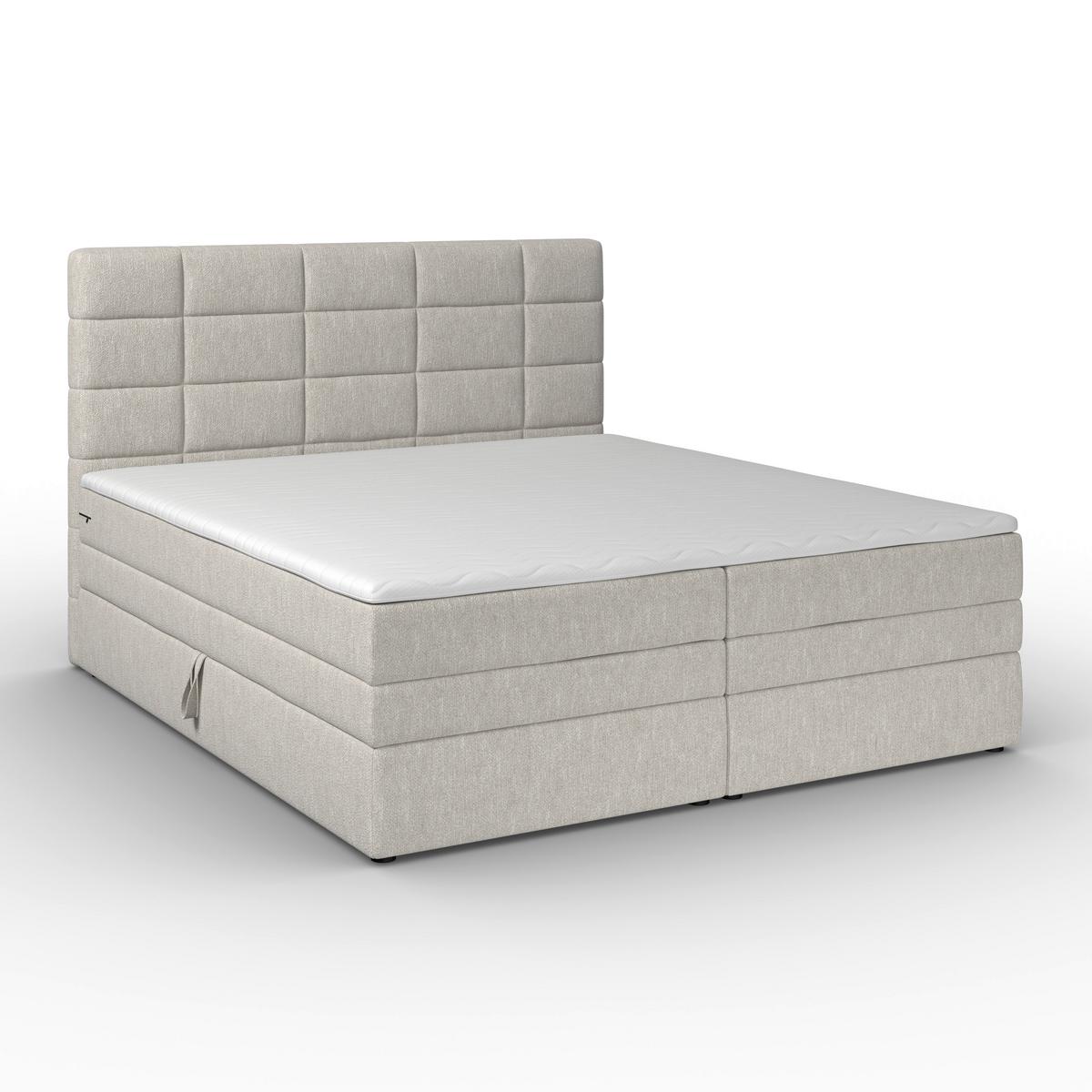 Boxspringbett Aria ca. 180x200 cm Grau mit Topper - Schwarz/Grau, MODERN, Holz/Kunststoff (180/200cm) - Bessagi Home