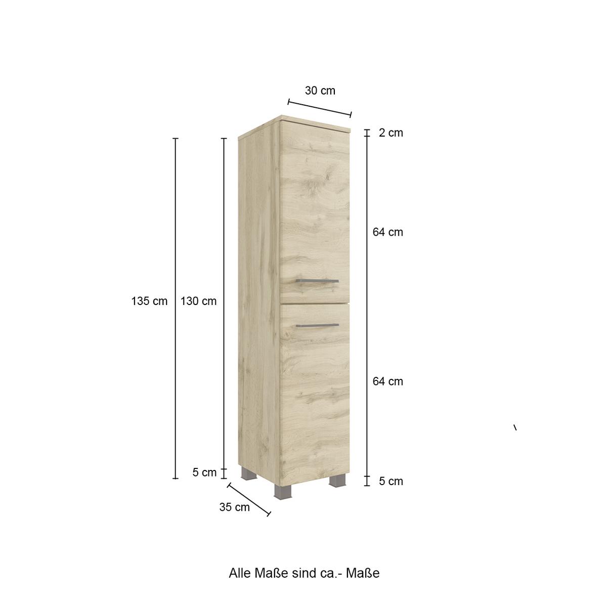 Badmöbel-Set Manchester B: 120 cm Eiche Wotan Dekor - Eichefarben, MODERN, Holzwerkstoff (120cm) - Held