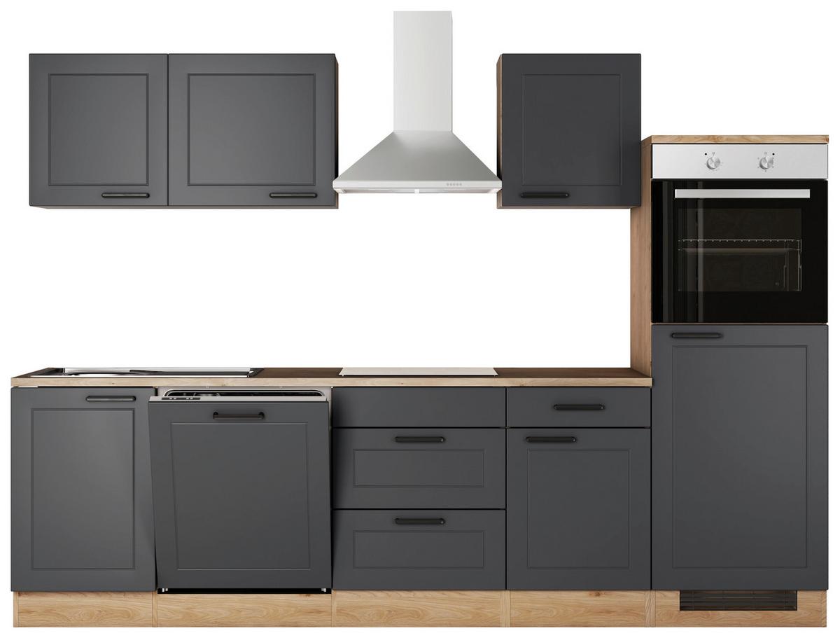 Kuhinjski Blok Z Aparati Romeo, Antracit, Barva Hrasta - črna/barve hrasta, Basics, kovina/leseni material (280cm) - FlexWell