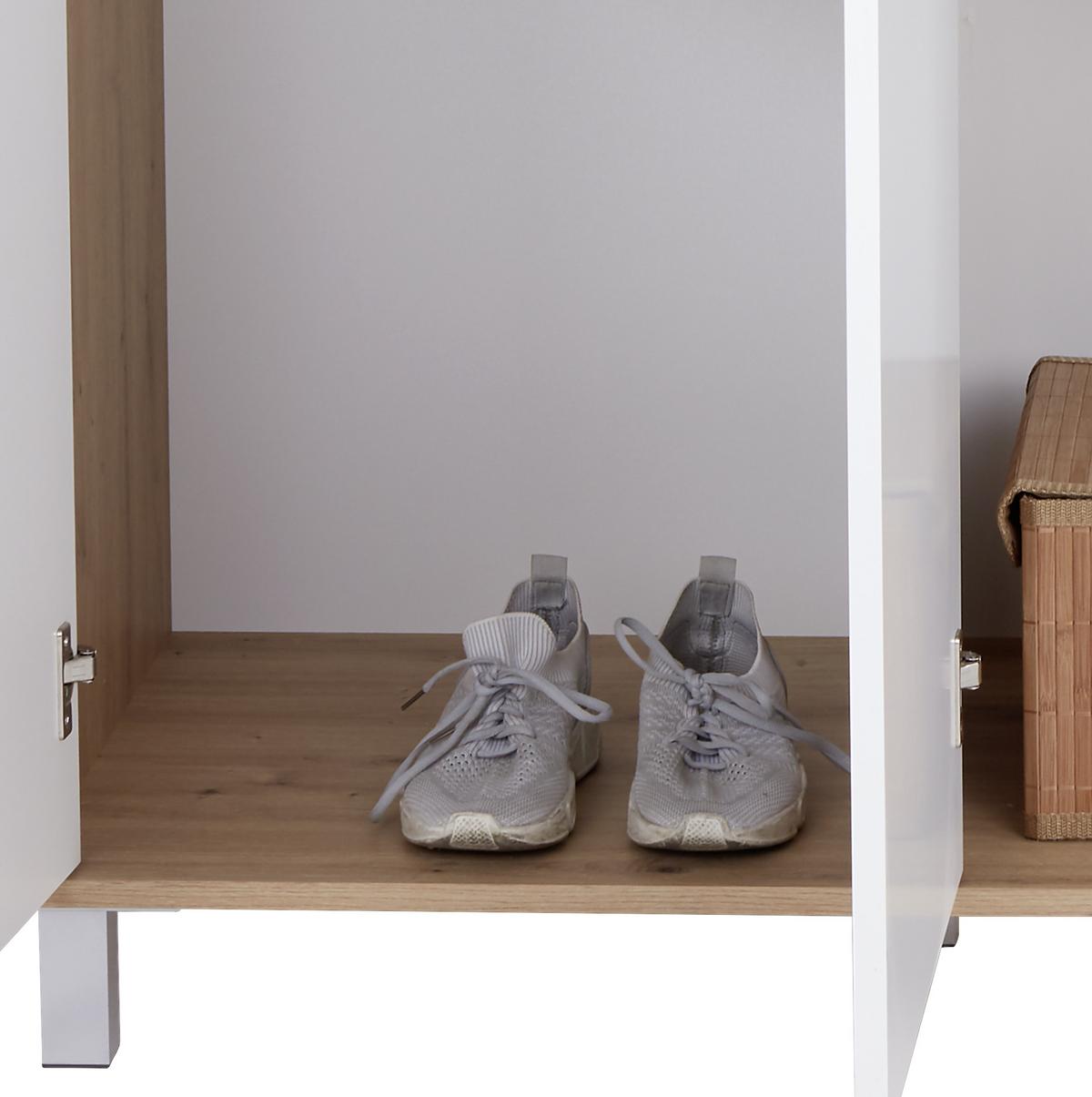 Ormar Za Odjeću Box - bijela/boje hrasta, Moderno, drvni materijal/plastika (147/205/55cm) - Modern Living