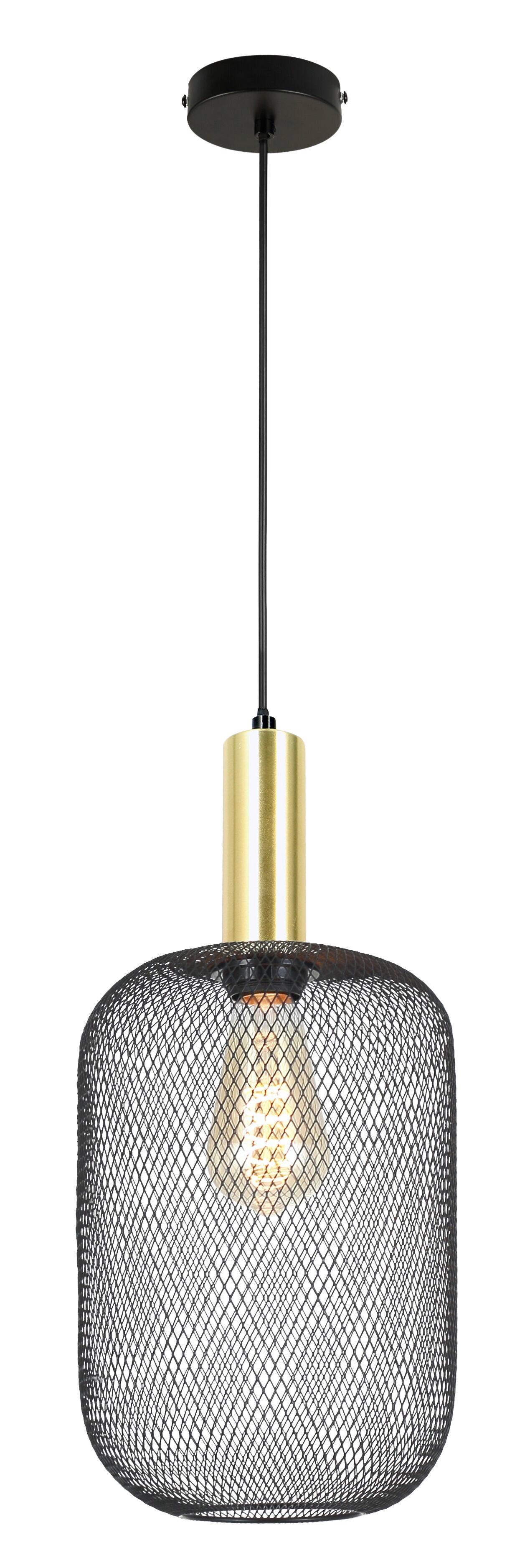 Hängeleuchte Drato Schwarz max. 25 Watt - Goldfarben/Schwarz, Modern, Metall (20/120cm) - Mömax