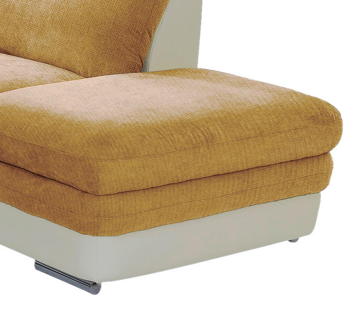 Wohnlandschaft Nardo in Creme/Dunkelgelb - Chromfarben/Dunkelgelb, MODERN, Textil/Metall (264/221cm) - MID.YOU