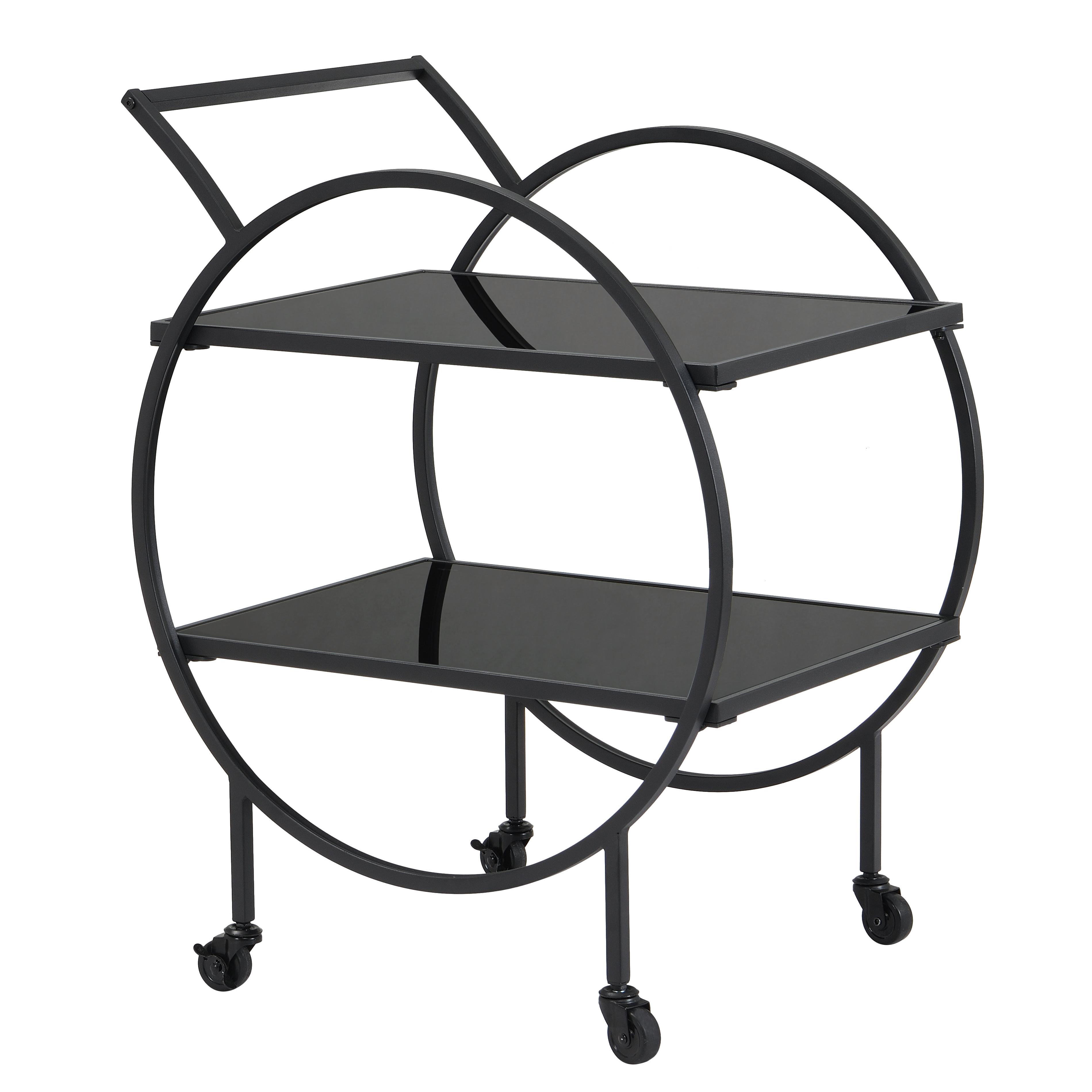 Servierwagen Wl7.337 - Schwarz, Design, Glas/Kunststoff (45/46/83cm) - MID.YOU