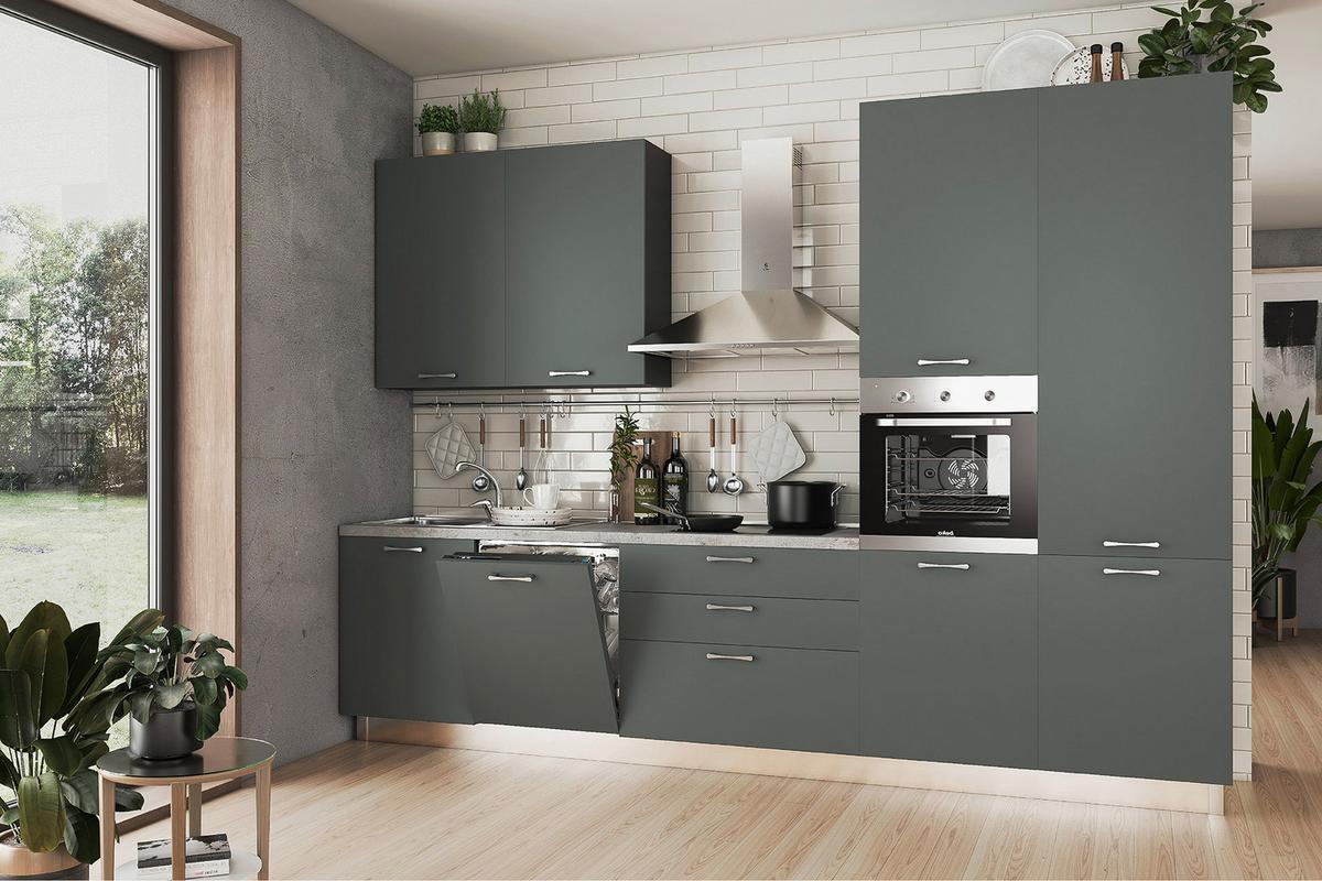 Blok Kuhinja S Aparatima Glen - zelena/antracit, Moderno, drvni materijal/metal (330/240/60cm) - Modern Living