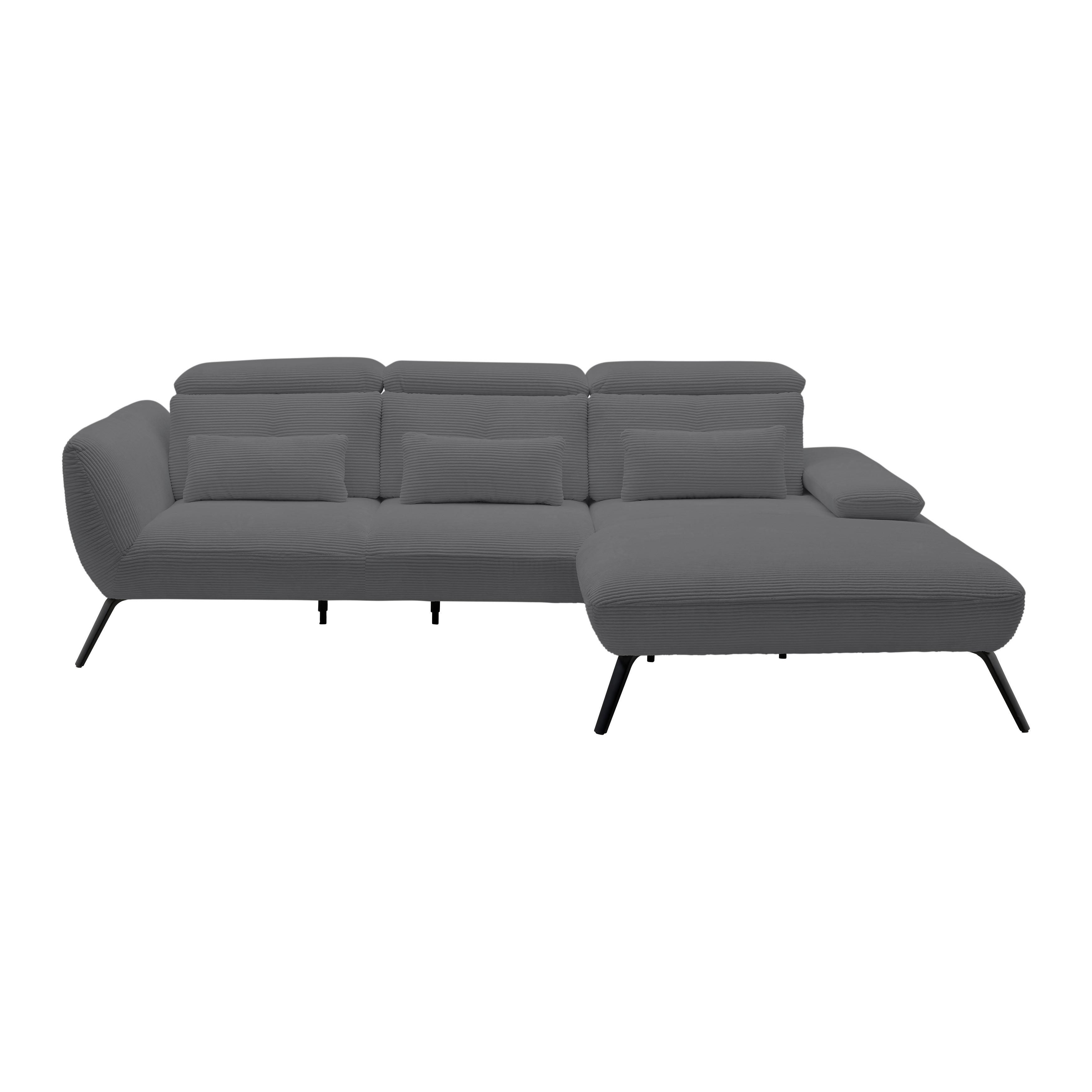 Wohnlandschaft Seattle Grau - Schwarz/Weiß, MODERN, Holzwerkstoff/Textil (301/196cm) - Premium Living