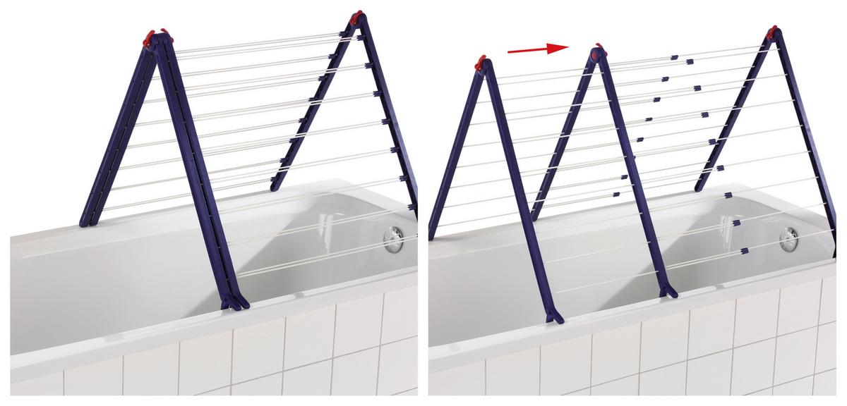 SUSZARKA NA PRANIE NA WANNĘ 81702 - niebieski/biały, Basics, tworzywo sztuczne (96-189/68/70cm) - Leifheit