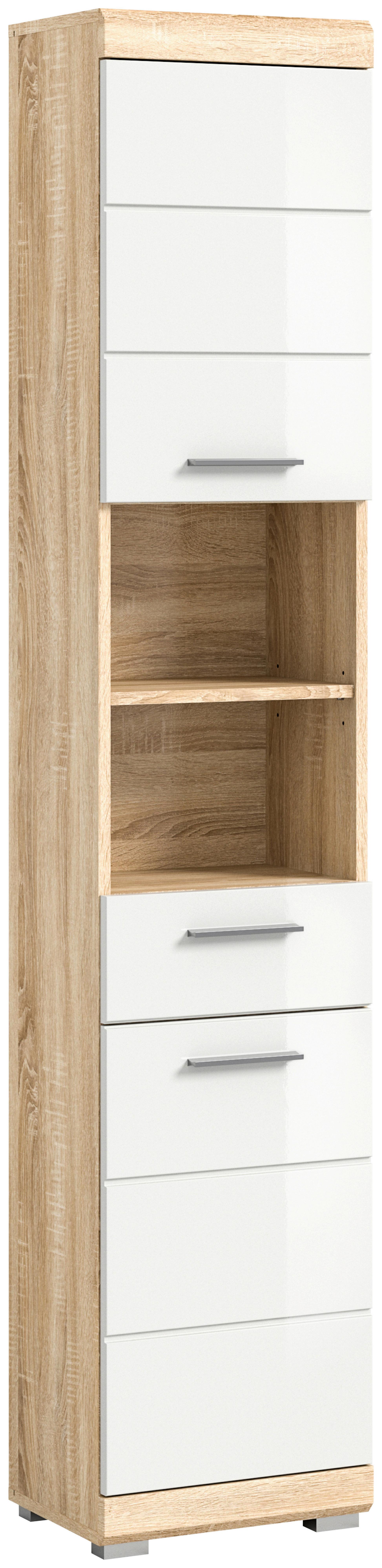 Hochschrank Lambada ca. 37x191 cm Sonom Eiche/Weiß - Weiß Hochglanz/Eichefarben, MODERN, Holzwerkstoff/Kunststoff (37/191/31cm) - MID.YOU