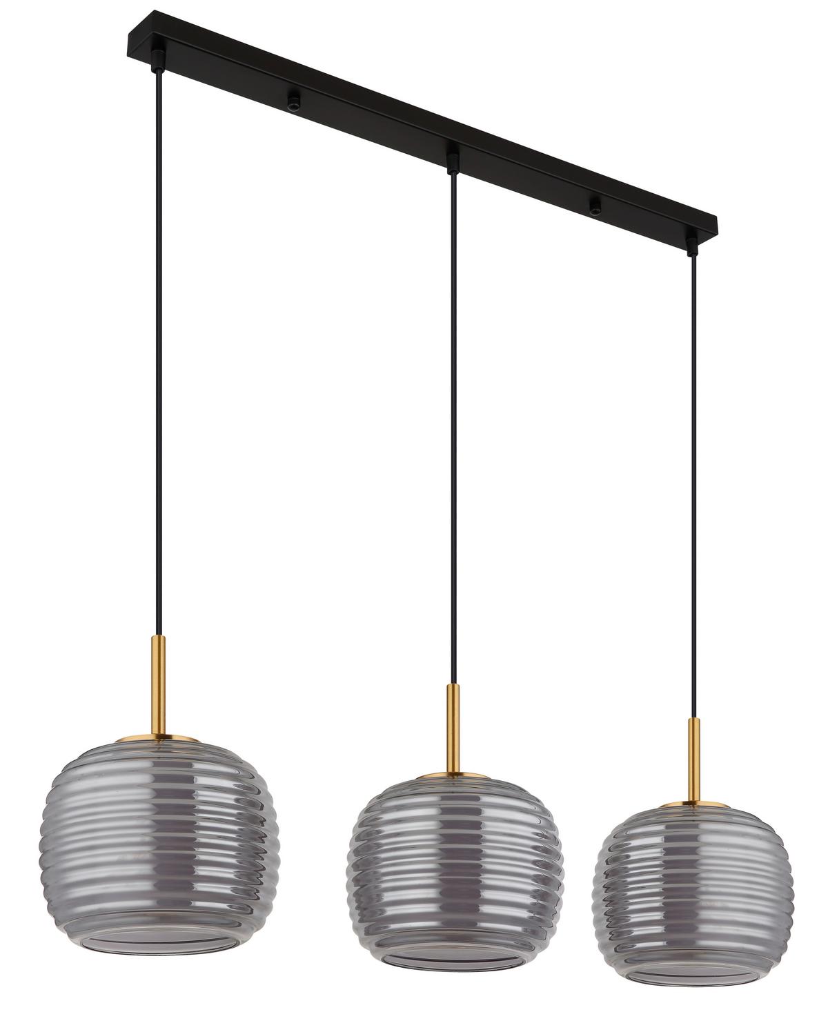 Hängeleuchte Lampigna Schwarz/Messingfarben max. 60W - Messingfarben/Schwarz, Konventionell, Glas/Kunststoff (91/21/150cm) - Globo