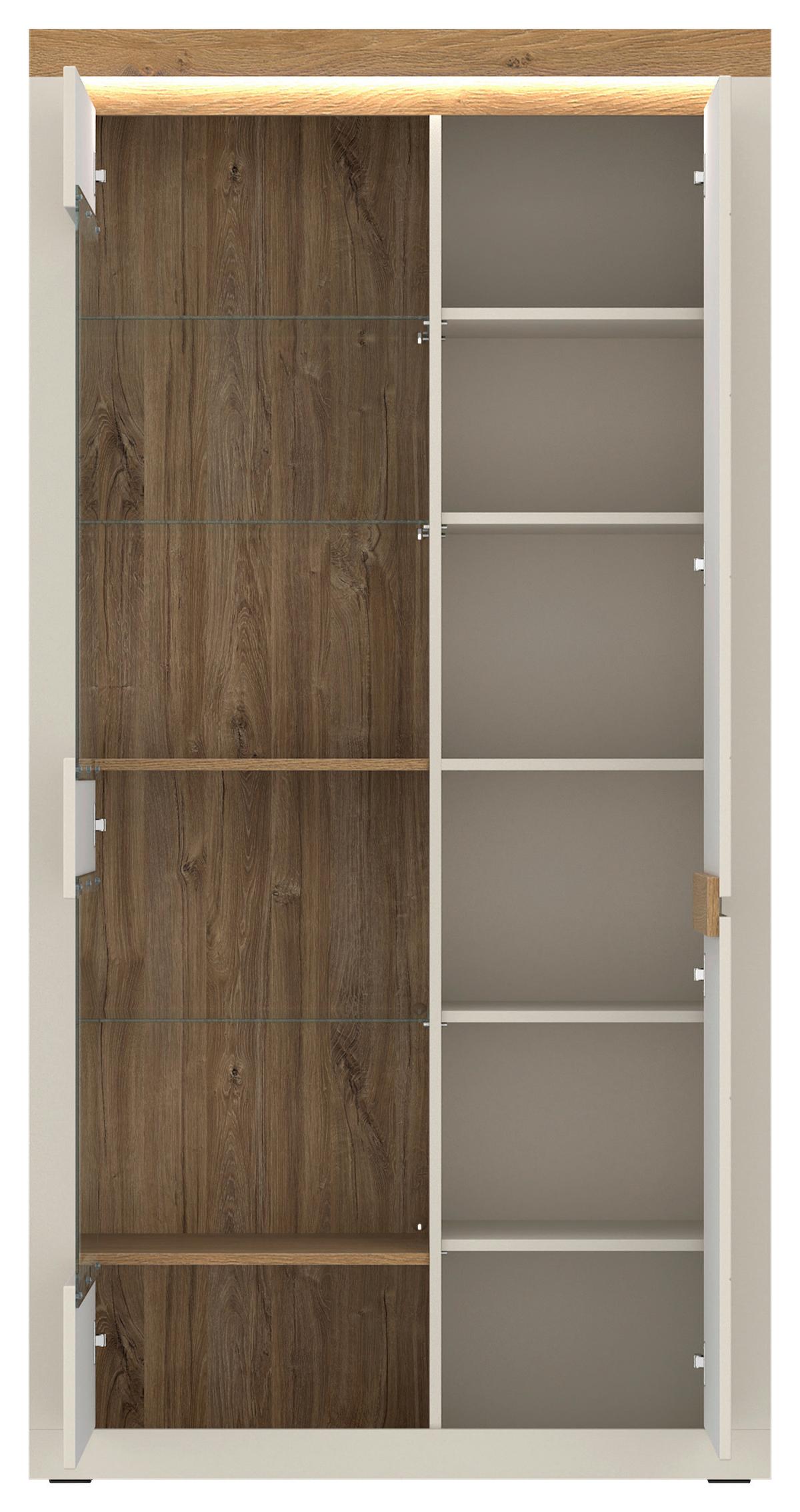 Vitrina Naxxar - kašmir/boje hrasta, Trend, staklo/drvni materijal (104,2/204,7/39,6cm) - Modern Living