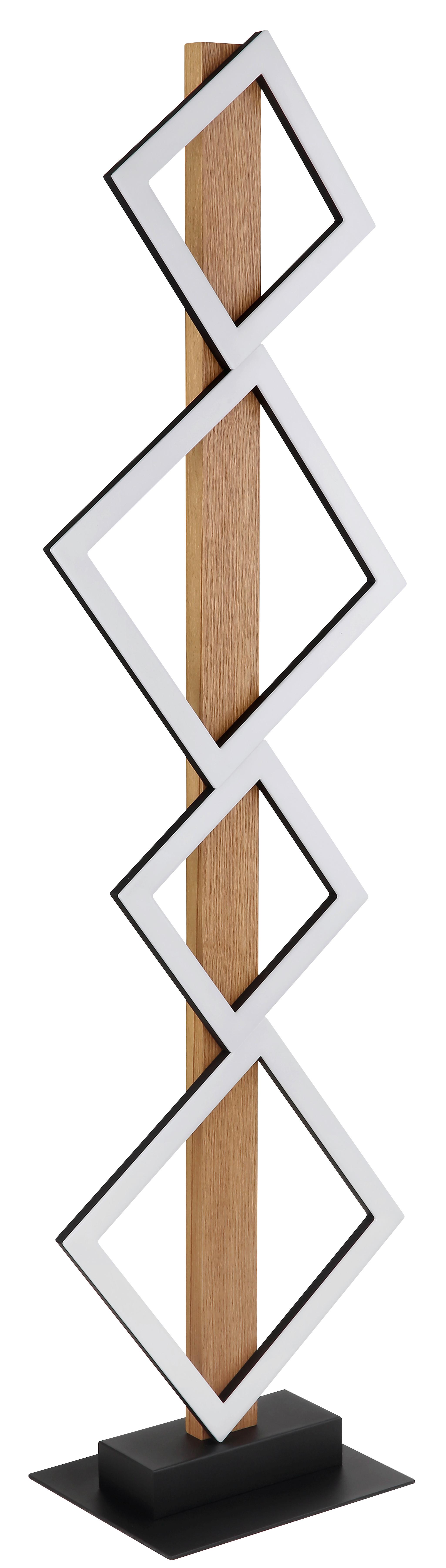 Stoječa Led-svetilka Dustin, S Sijalko - črna/opal, Natur, kovina/umetna masa (30,7/18/10,3cm) - Globo