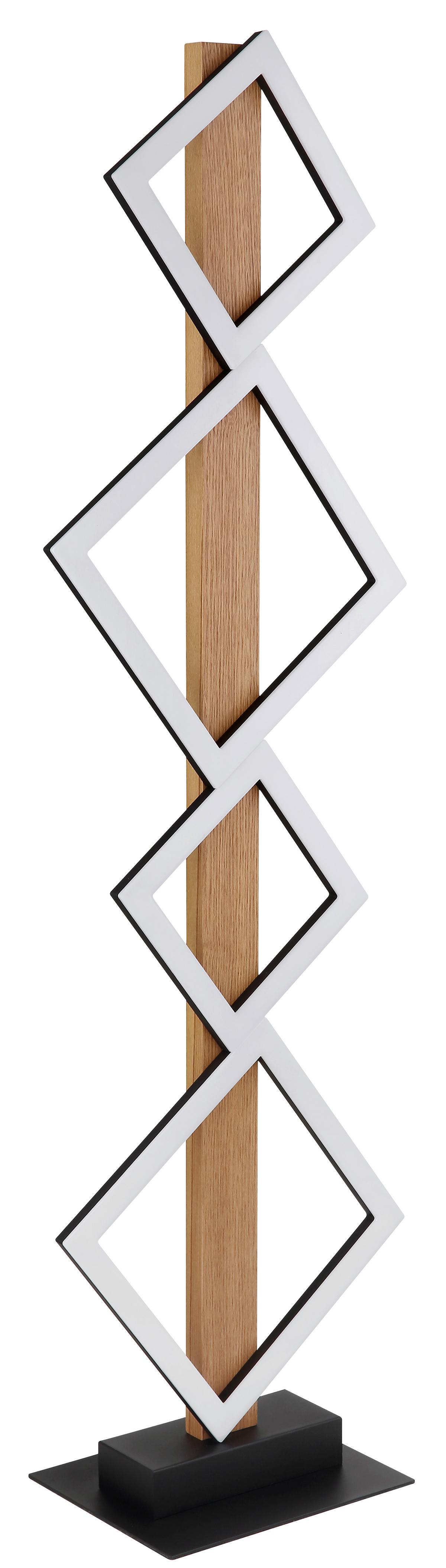 Stoječa Led-svetilka Dustin, S Sijalko - črna/opal, Natur, kovina/umetna masa (30,7/18/10,3cm) - Globo