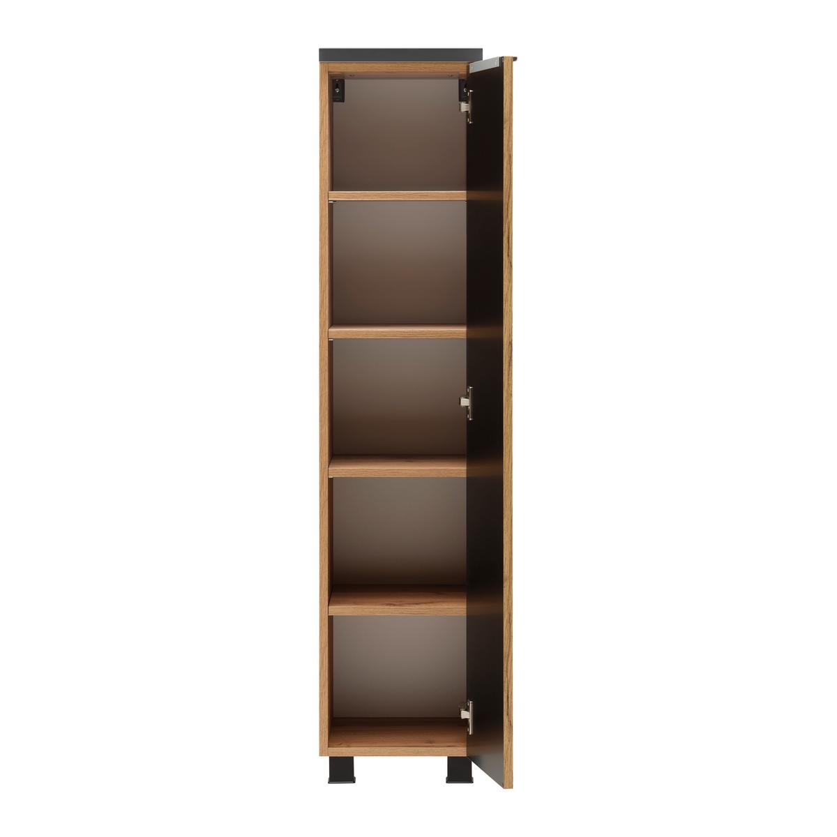 Midischrank Jakarta in Schwarz/Eiche Wotan - Eiche Wotan/Schwarz, Modern, Holzwerkstoff/Kunststoff (30/130/35cm) - Mömax