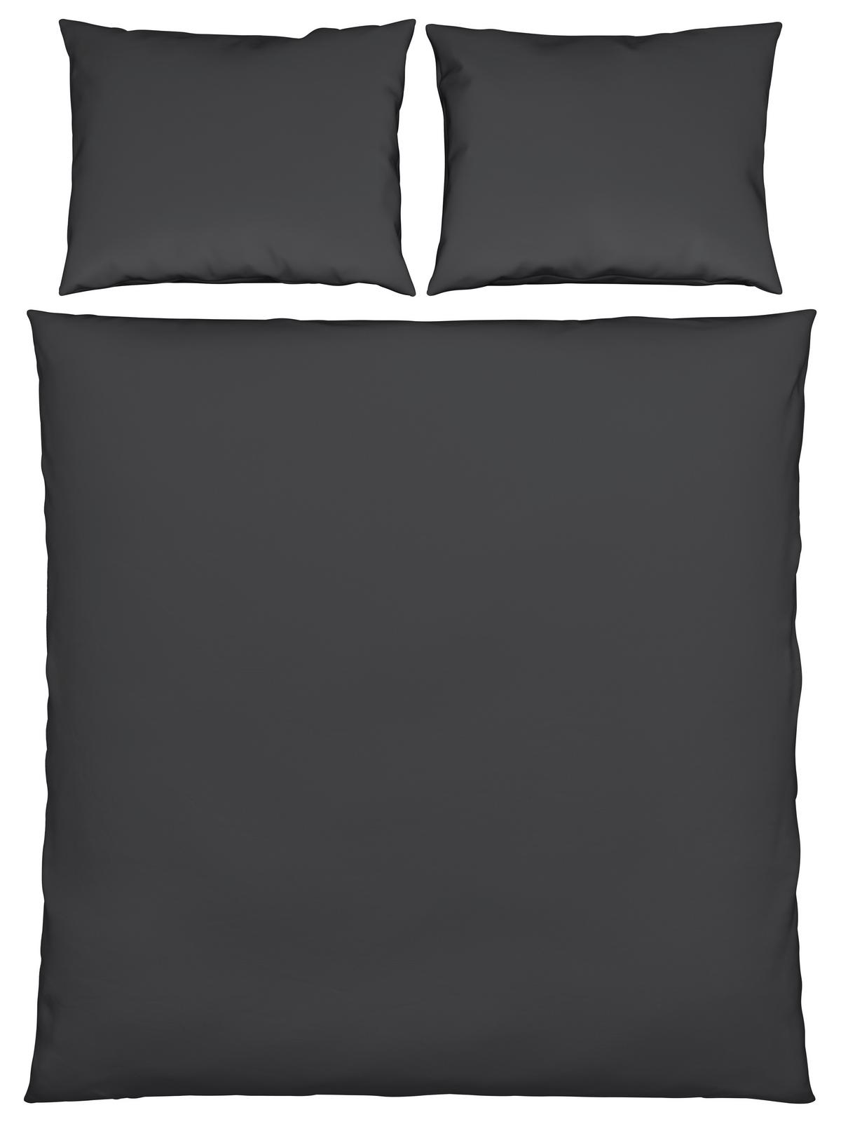 Bettwäsche Stone Washed Uni XXL Anthrazit ca. 200x220cm - Anthrazit, MODERN, Textil (200/220cm) - Modern Living
