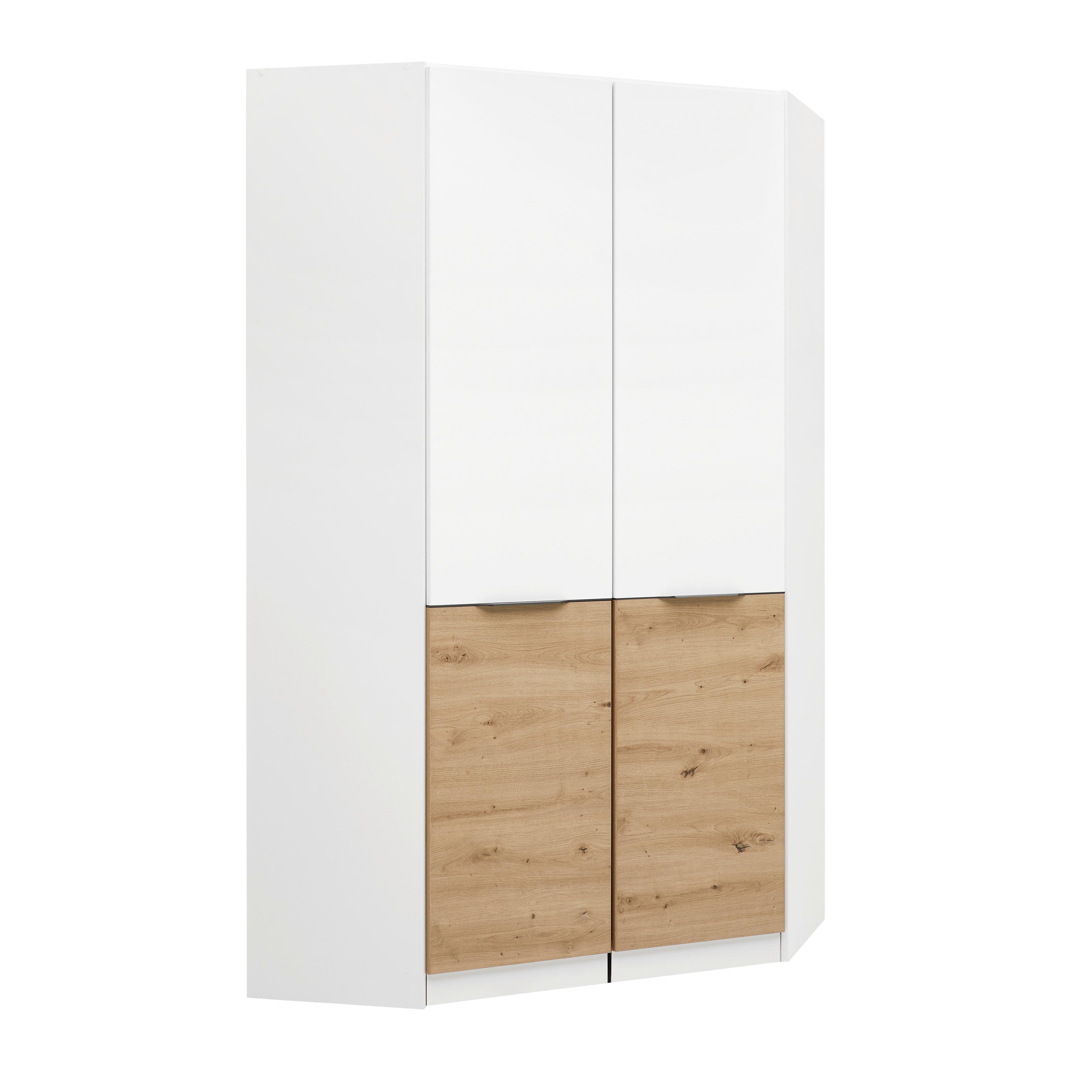 Begehbarer Eckschrank Max-Extra Weiss - Weiss/Eiche Artisan, Konventionell, Holzwerkstoff/Kunststoff (117/197/117cm) - Mömax
