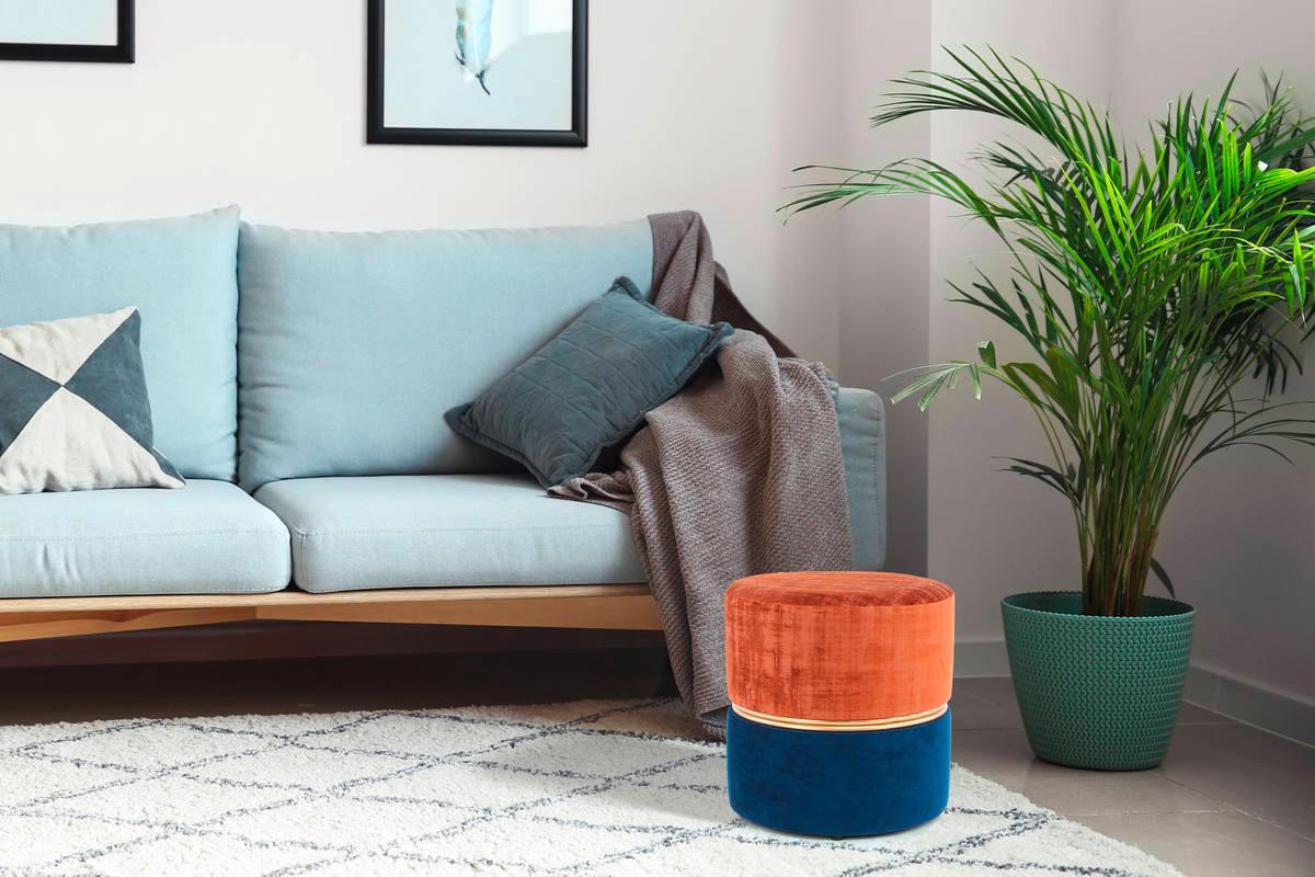 Hocker Pouf Samt/Eisen Terra Cotta H: 40 cm - Goldfarben/Terracotta, Basics, Kunststoff/Textil (40/40/40cm) - Kayoom