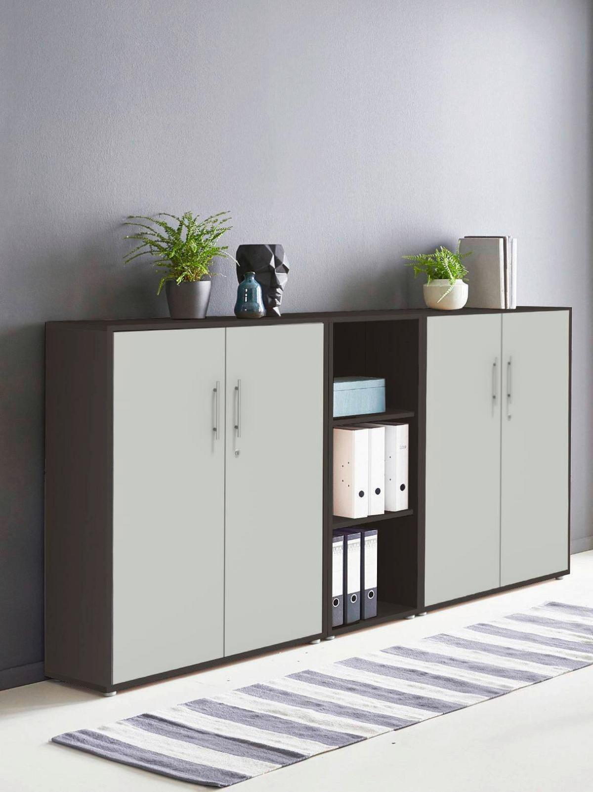 AKTENSCHRANK OFFICE EDITION - SW SET 8 - Anthrazit/Hellgrau, MODERN, Holzwerkstoff (212,9/113,6/33cm) - MID.YOU