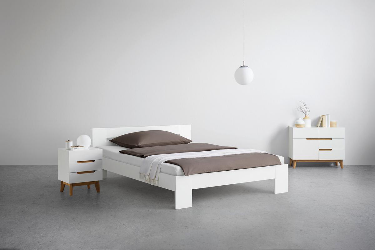 Bett Madrid Weiss ca. 160x200cm - Weiss, Modern, Holz (160/200cm) - Mömax
