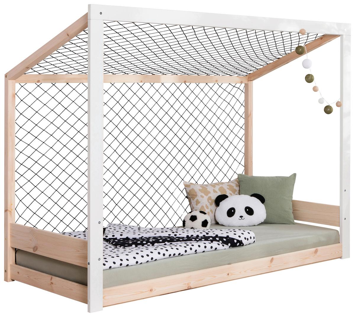 Raztegljiva Postelja Soccer, Bela, Pravi Les, 90x200cm - bela/naravne barve, Moderno, tekstil/les (90/200cm) - MID.YOU