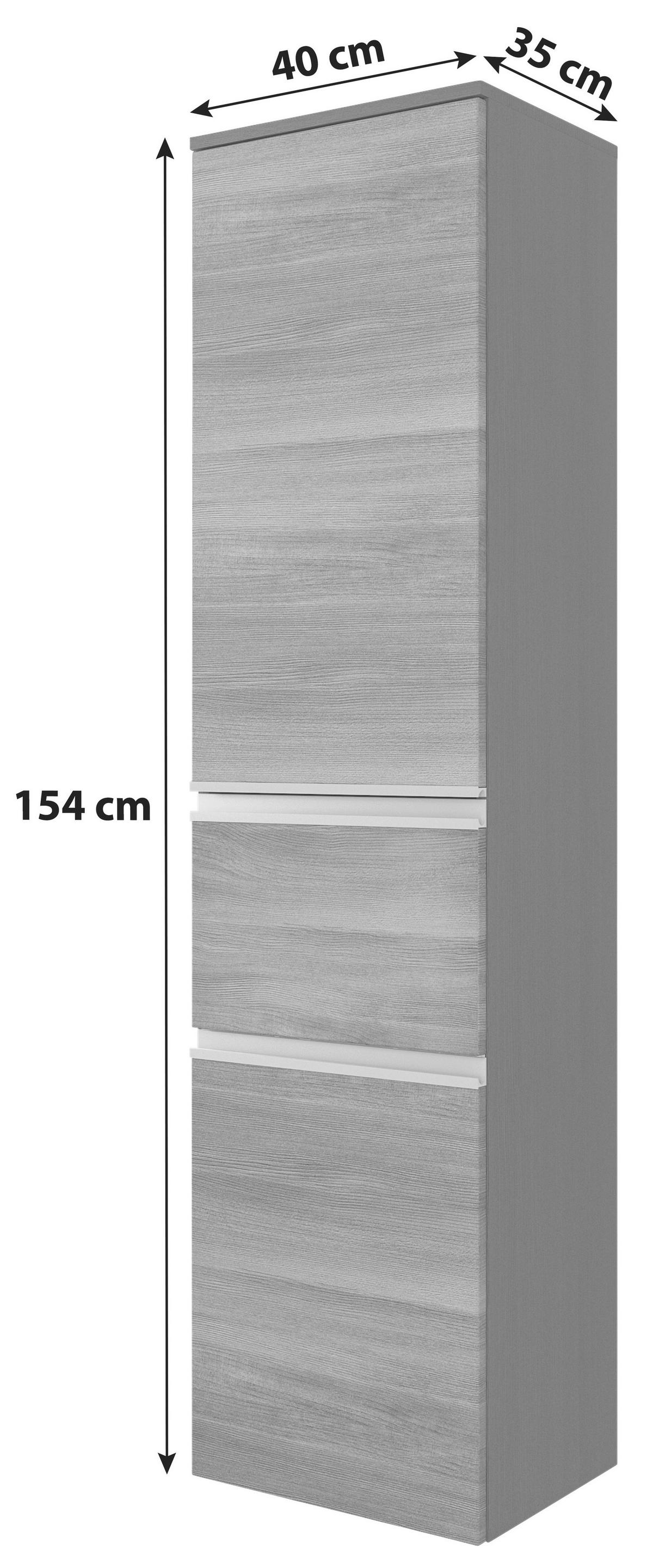 Midischrank Arezzo ca. 40x154 cm Grau - Silberfarben/Alufarben, Basics, Holzwerkstoff/Kunststoff (40/154/35cm) - Held