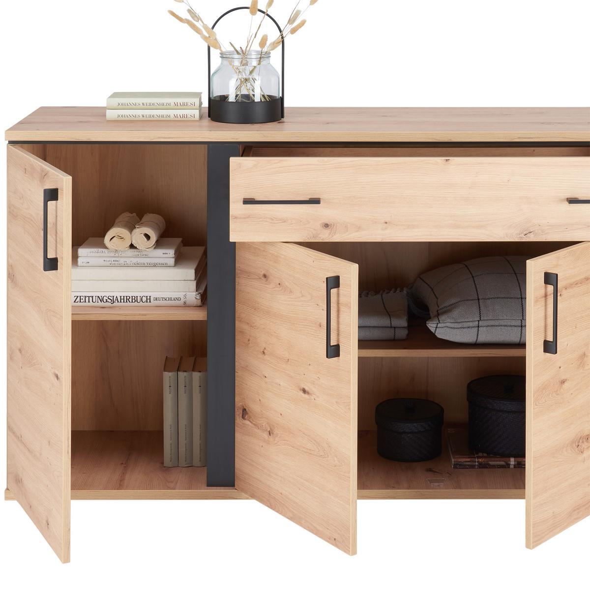 Comodă cu uși NATURE NATK 03 - culoare lemn stejar, Konventionell, material pe bază de lemn (190/84/42cm)