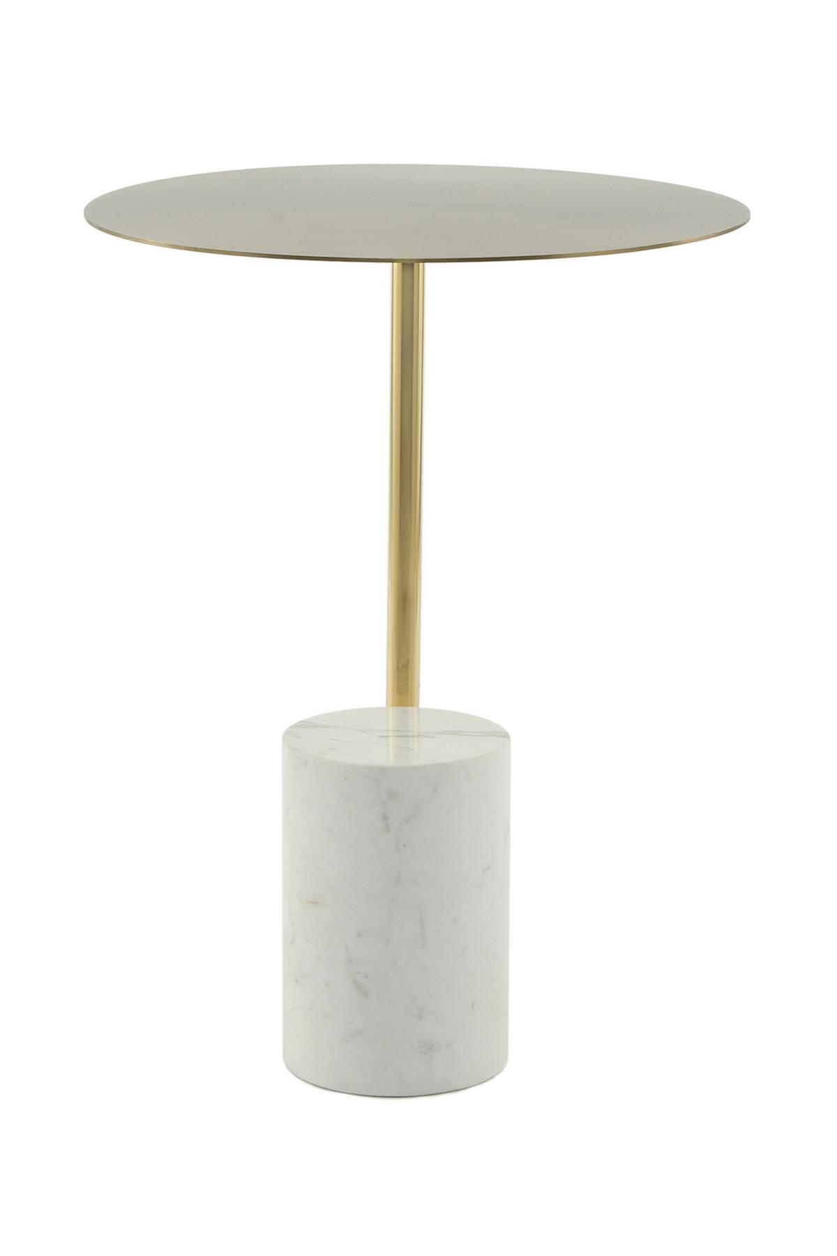 Beistelltisch Rocio 400 Weiss - Design, Stein/Metall (40/40/54cm) - Kayoom
