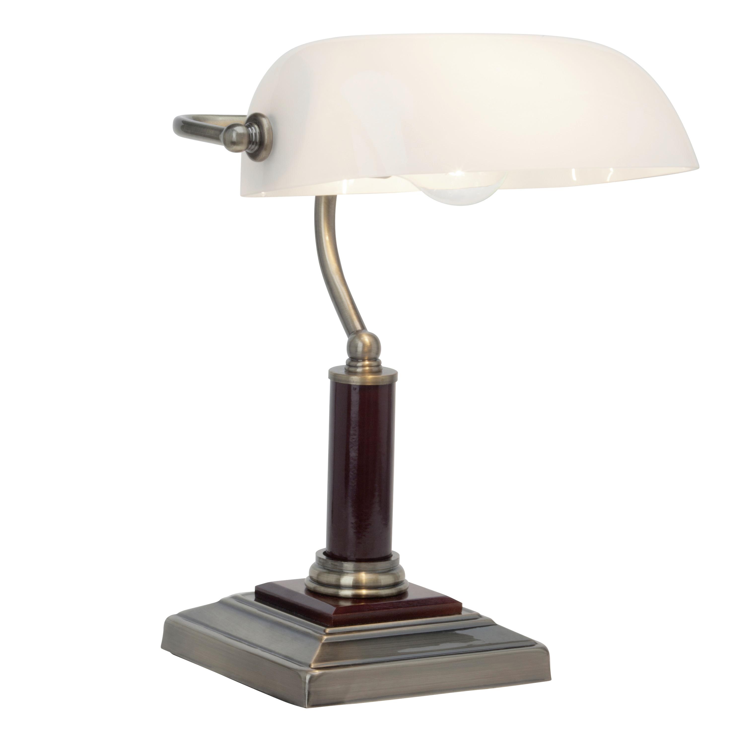 Schreibtischleuchte Bankir Messingfarben max. 60 Watt - Messingfarben, Basics, Holz/Metall (26/24/33,5cm) - Brilliant