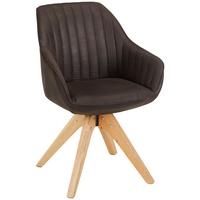 KRZESŁO Z PODŁOKIETNIKAMI CHILL - kolor dębowy/ciemnoszary, drewno/tkanina (60/83/65cm) - Premium Living