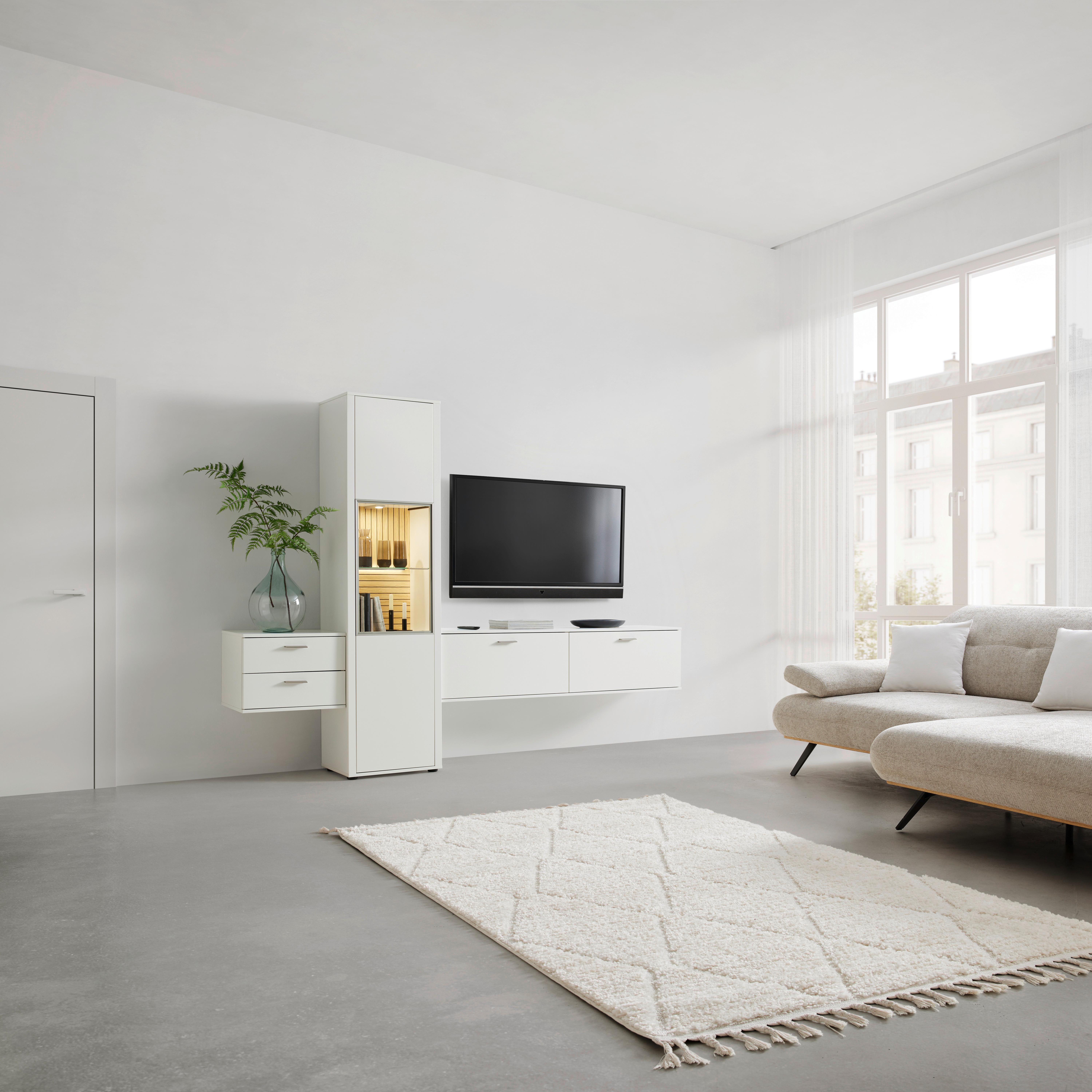 TV-Element Studio 11 in Weiß - Alufarben/Weiß, MODERN, Holzwerkstoff/Metall (53/39/38cm) - Premium Living