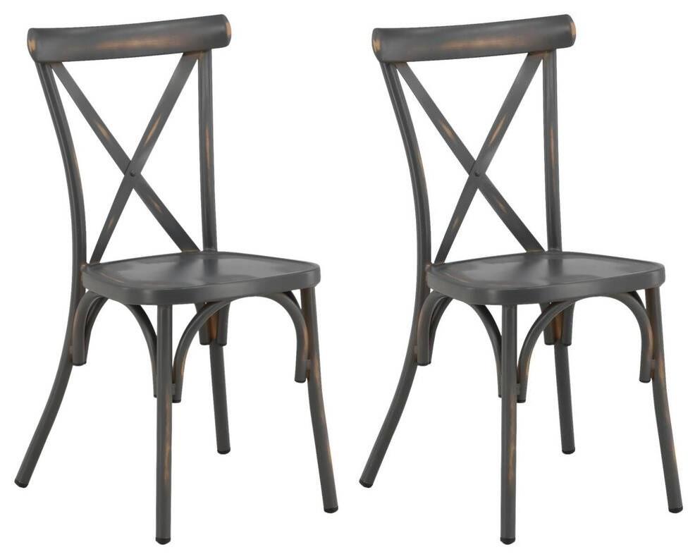 Gartenstuhl 2er-Set Tablas ca. 48x88x48 cm Schwarz - Schwarz, KONVENTIONELL, Metall (48/88/48cm) - Gardenson