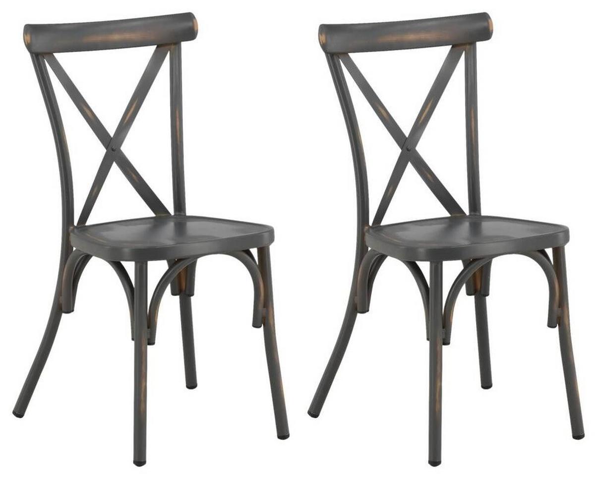 Gartenstuhl 2er-Set Tablas ca. 48x88x48 cm Schwarz - Schwarz, KONVENTIONELL, Metall (48/88/48cm) - Gardenson