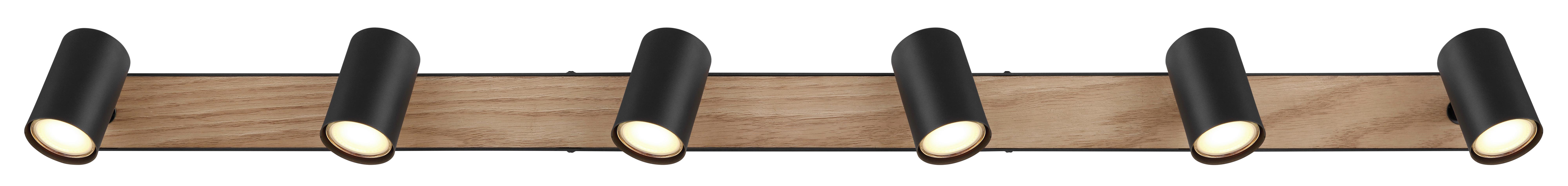 Strahler Robby Schwarz/Dunkelbraun max. 35 W - Dunkelbraun/Schwarz, Natur, Holzwerkstoff/Metall (115/6/13,5cm) - Globo