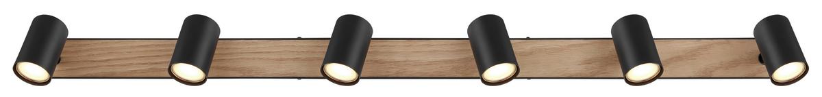 Strahler Robby Schwarz/Dunkelbraun max. 35 W - Dunkelbraun/Schwarz, Natur, Holzwerkstoff/Metall (115/6/13,5cm) - Globo