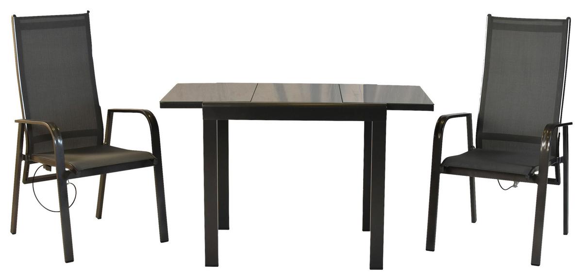 GARTENSET ALASSIO - Graphitfarben/Grau, MODERN, Textil/Metall - Gardenson