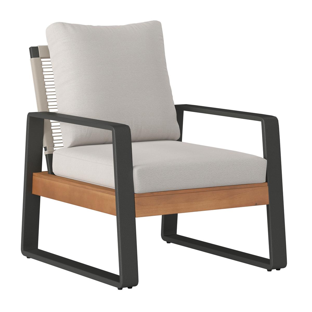 Loungegarnitur Alexa Creme Outdoorstoff/Metall +Abdeckung - Anthrazit/Creme, MODERN, Holz/Textil (150/81/85,5cm) - Bessagi Garden