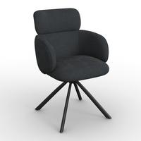 Armlehnstuhl Liora Schwarz Webstoff Drehbar Gepolstert - Schwarz, MODERN, Textil/Metall (58/84/61cm) - Bessagi Home
