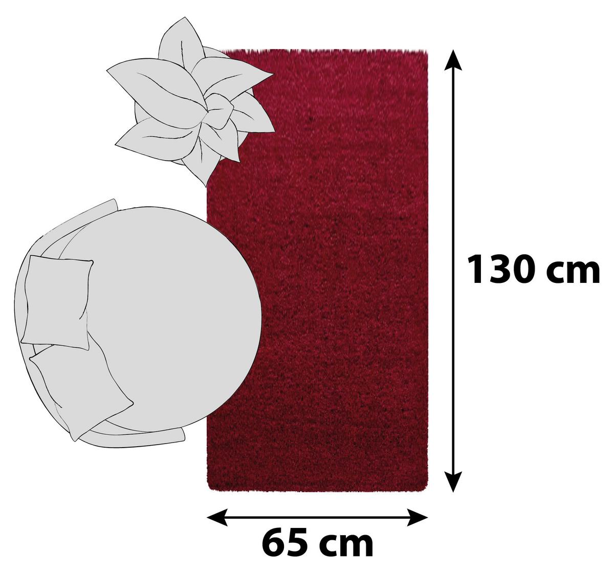 Hochflorteppich Dream Rot ca. 65x130cm - Rot, KONVENTIONELL, Textil (65/130cm) - Novel
