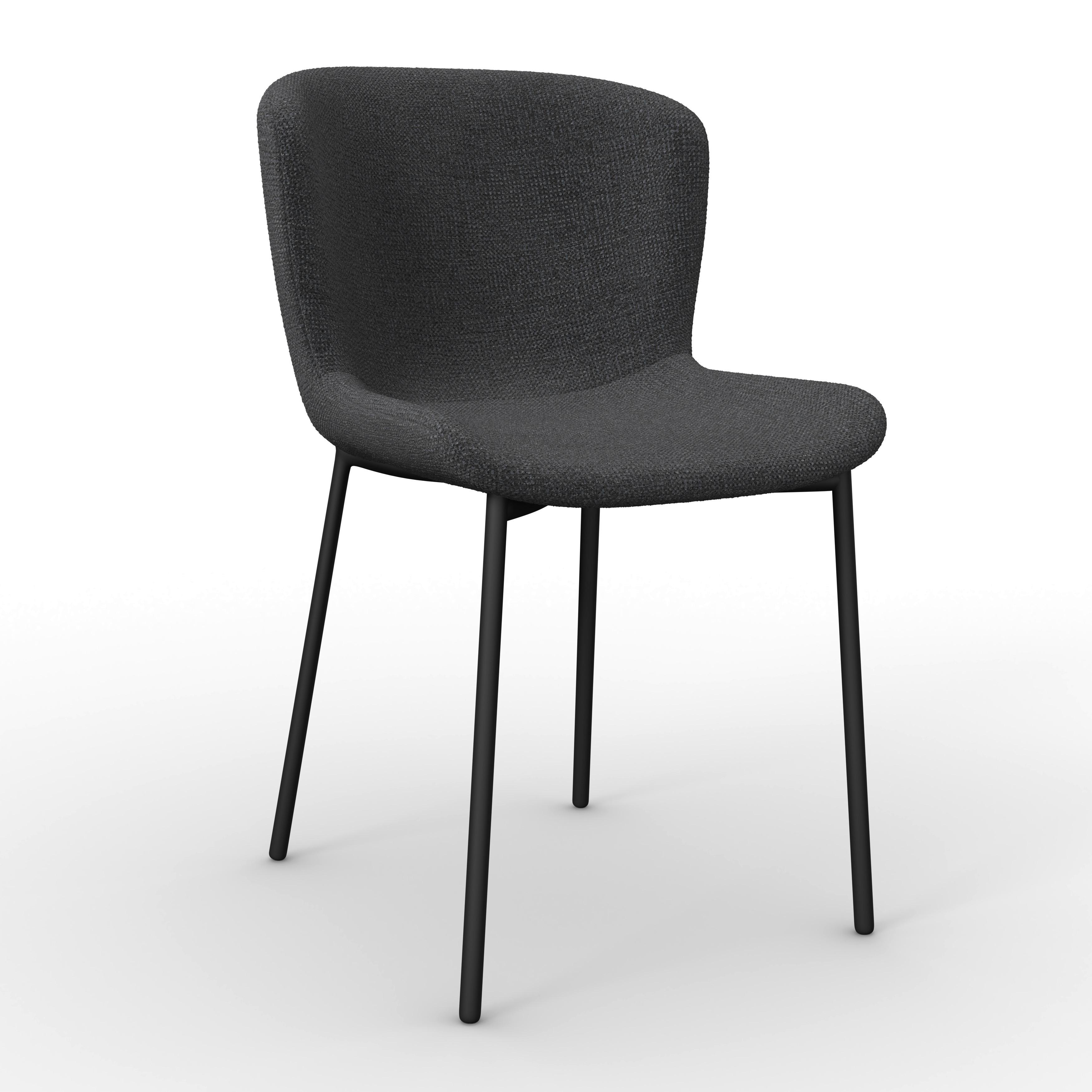 Stuhl Noemie Dunkelgrau Chenille Gepolstert - Dunkelgrau/Schwarz, MODERN, Holz/Textil (49/81/54cm) - Bessagi Home