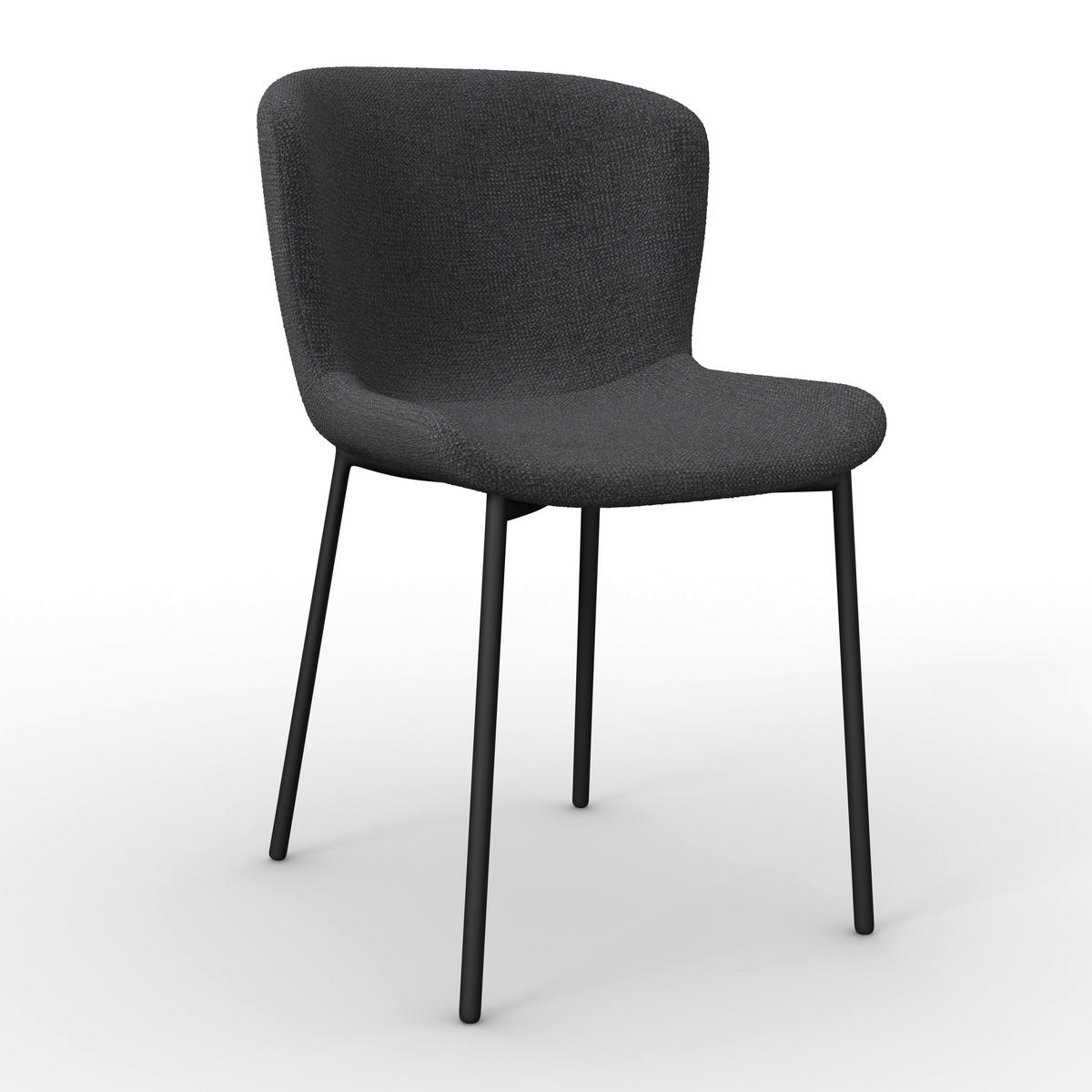 Stuhl Noemie Dunkelgrau Chenille Gepolstert - Dunkelgrau/Schwarz, MODERN, Holz/Textil (49/81/54cm) - Bessagi Home