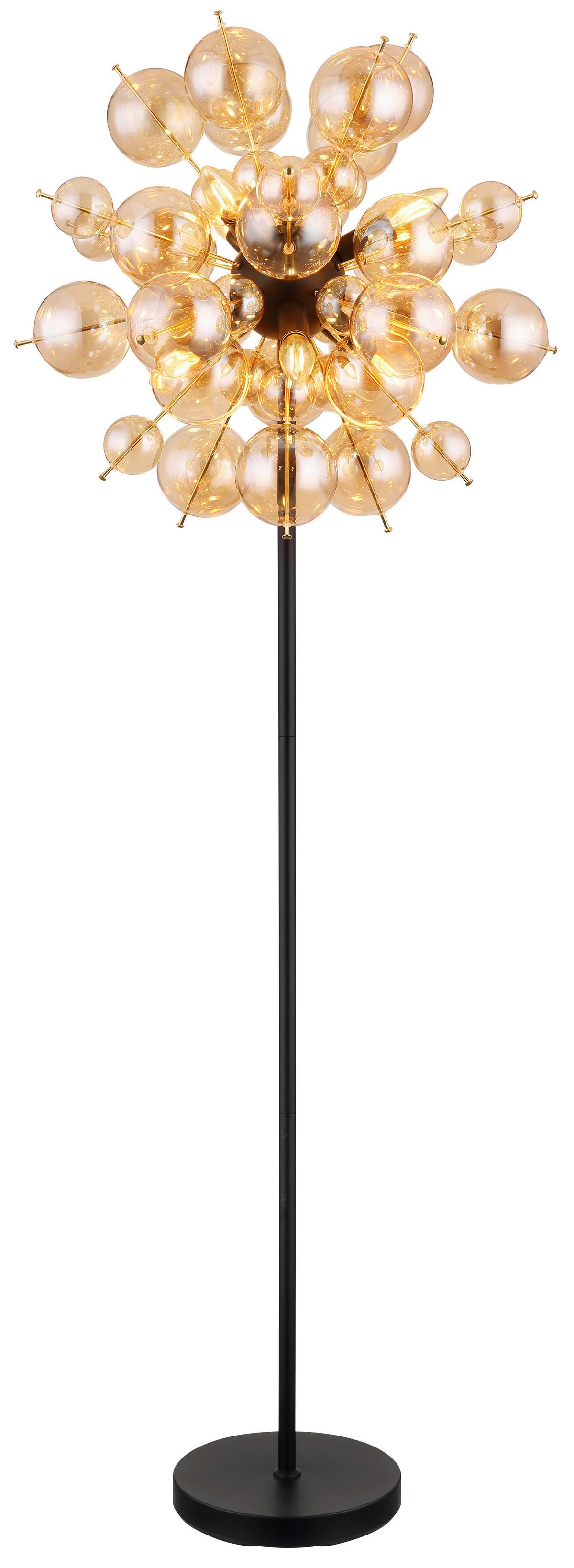 Stehleuchte Udo Schwarz/Gold max. 25 Watt - Goldfarben/Schwarz, KONVENTIONELL, Glas/Metall (55/155cm) - Globo