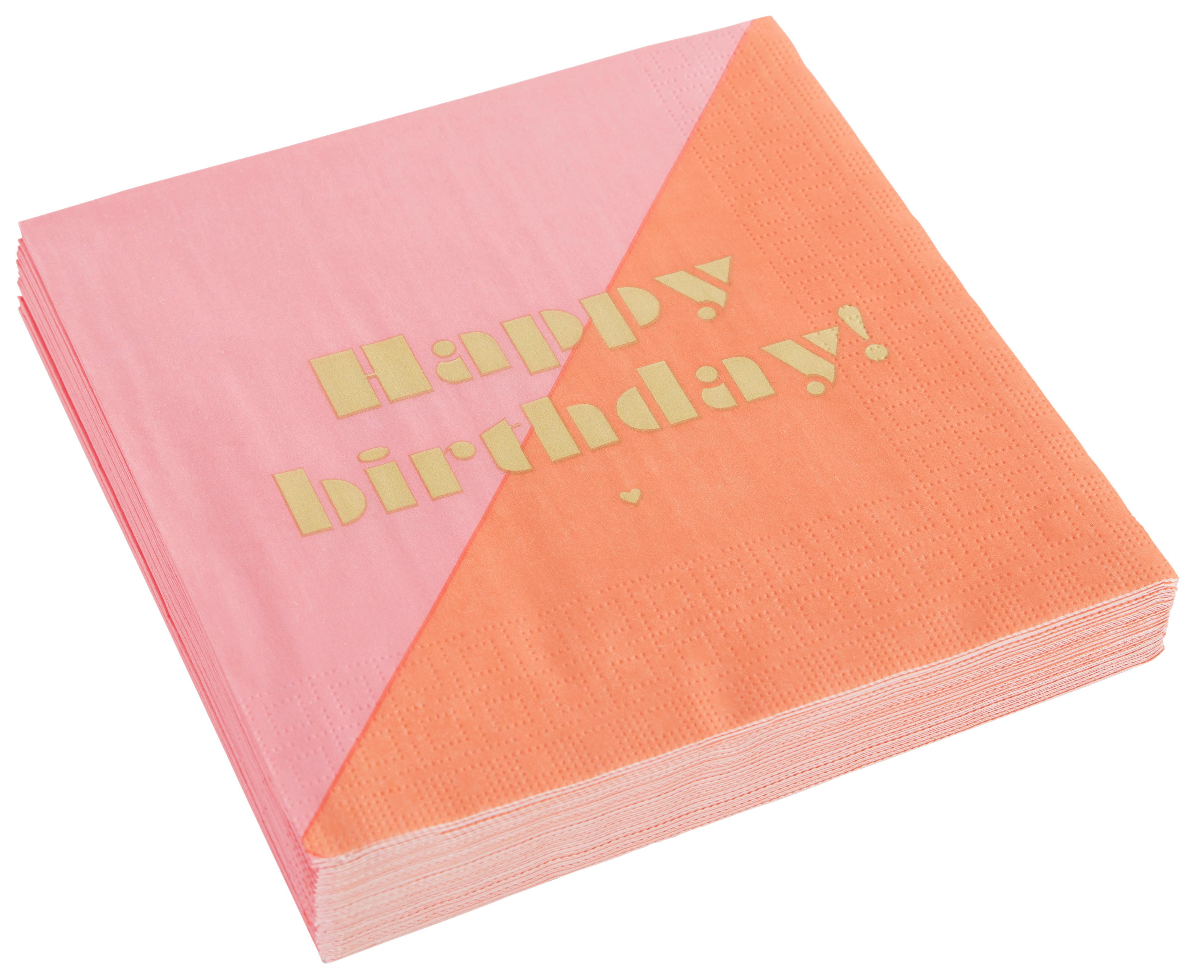 Serviette Kai in Rosa/Orange ca. 33x33cm - Goldfarben/Orange, Papier (33/33cm)