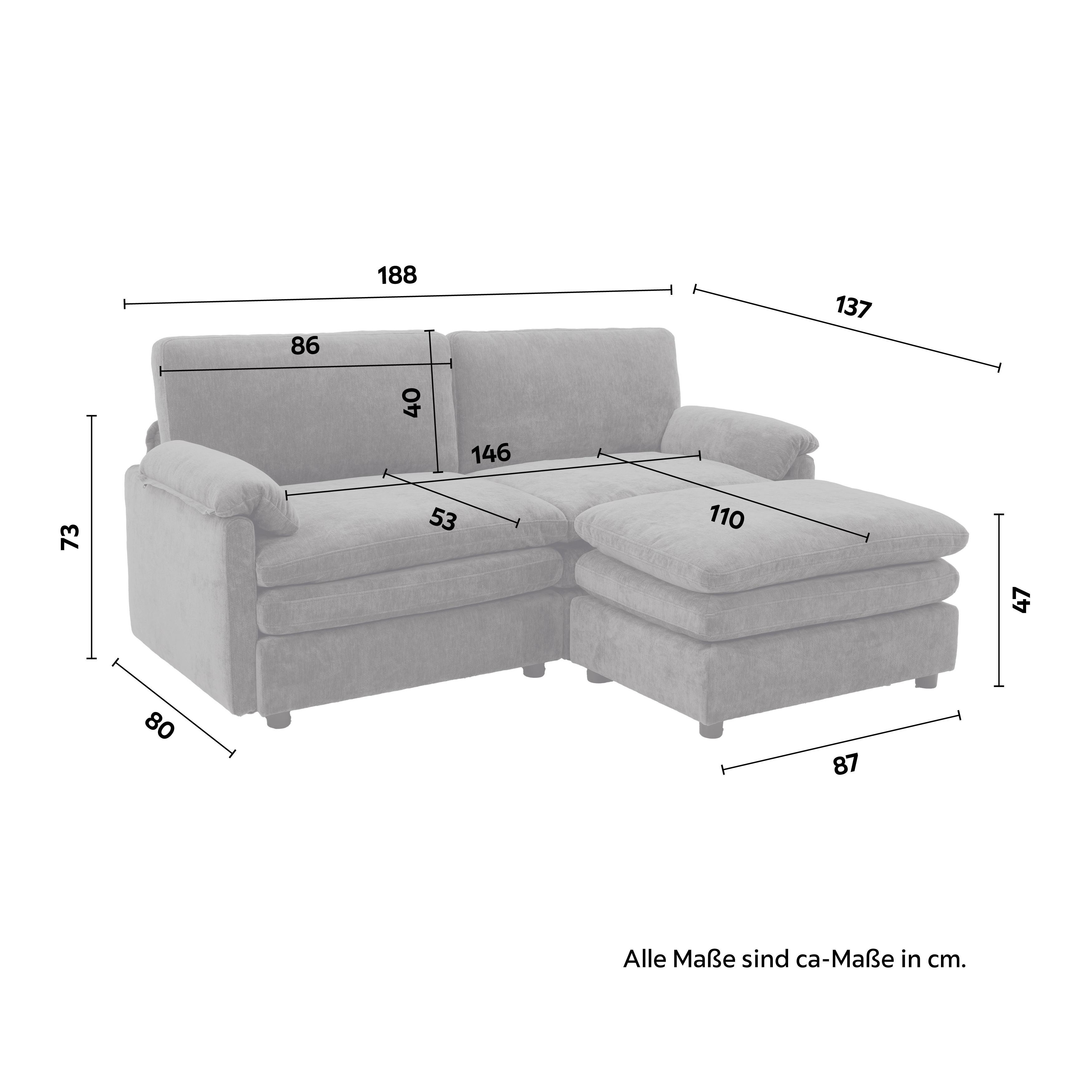 SOFFA ALESSIA - grön/svart, Modern, trä/textil (188/137cm) - Bessagi Home