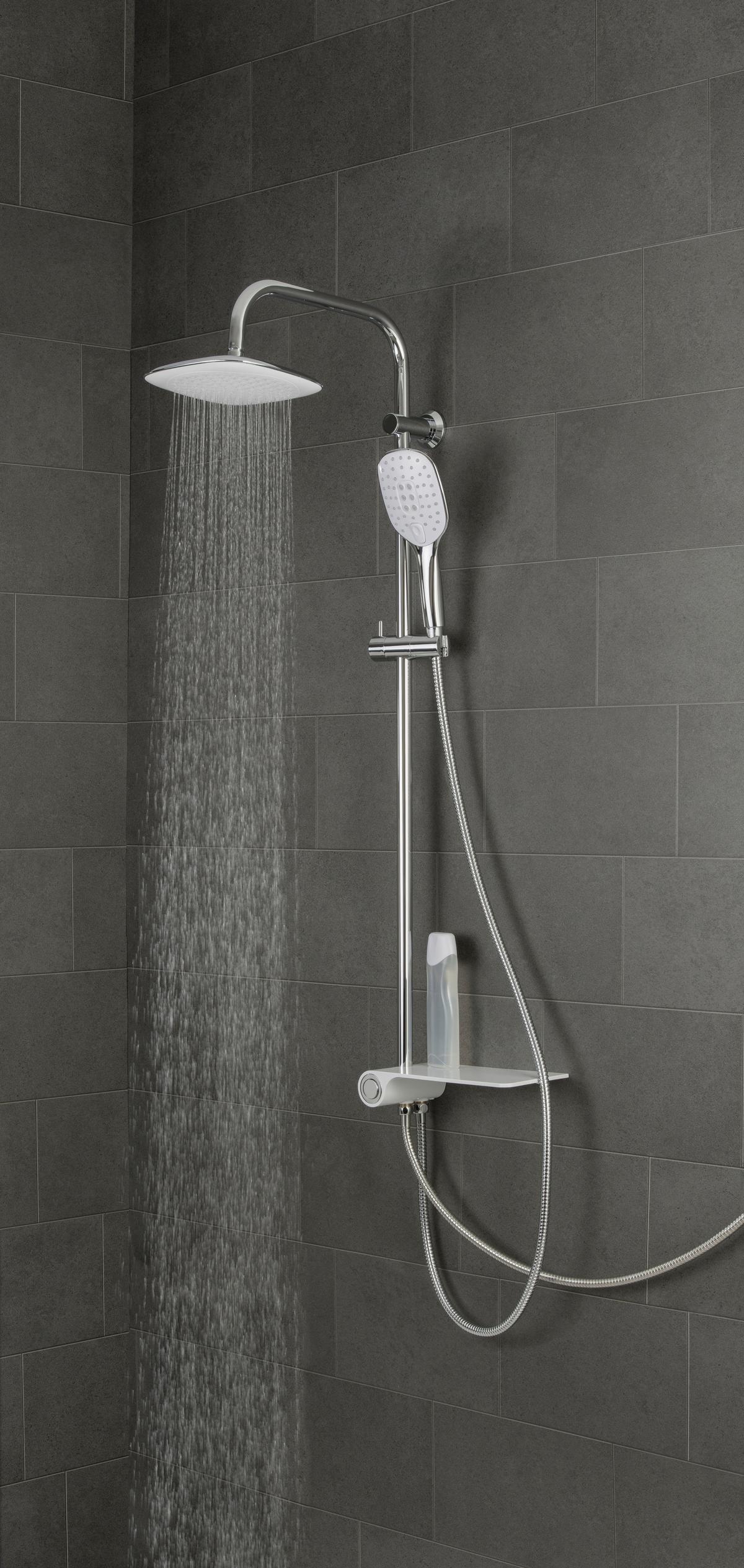 Überkopfbrauseset aus Kunststoff in Chromfarben - Chromfarben, Kunststoff (113cm) - Schütte